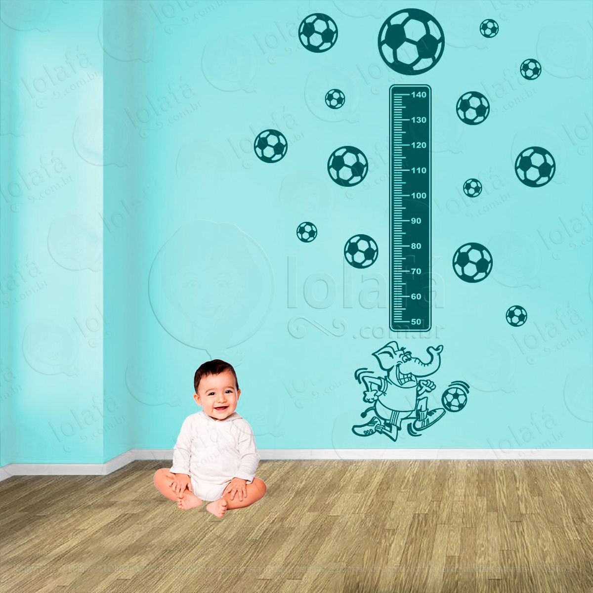 futebol e bolas de futebol adesivo régua de crescimento infantil, medidor de altura para quarto, porta e parede - mod:349