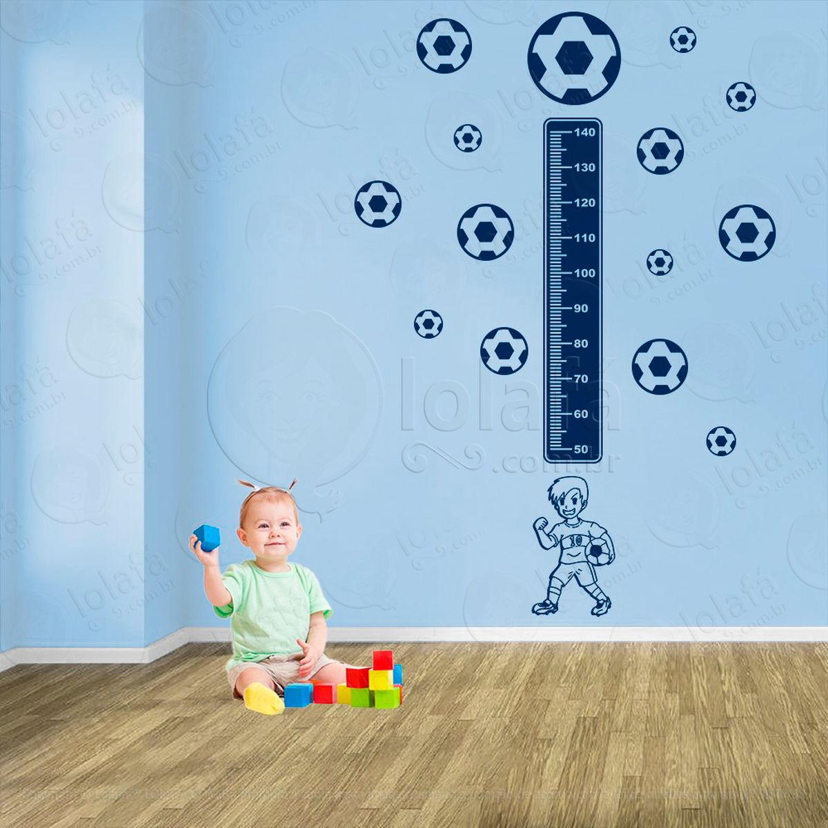 futebol e bolas de futebol adesivo régua de crescimento infantil, medidor de altura para quarto, porta e parede - mod:350