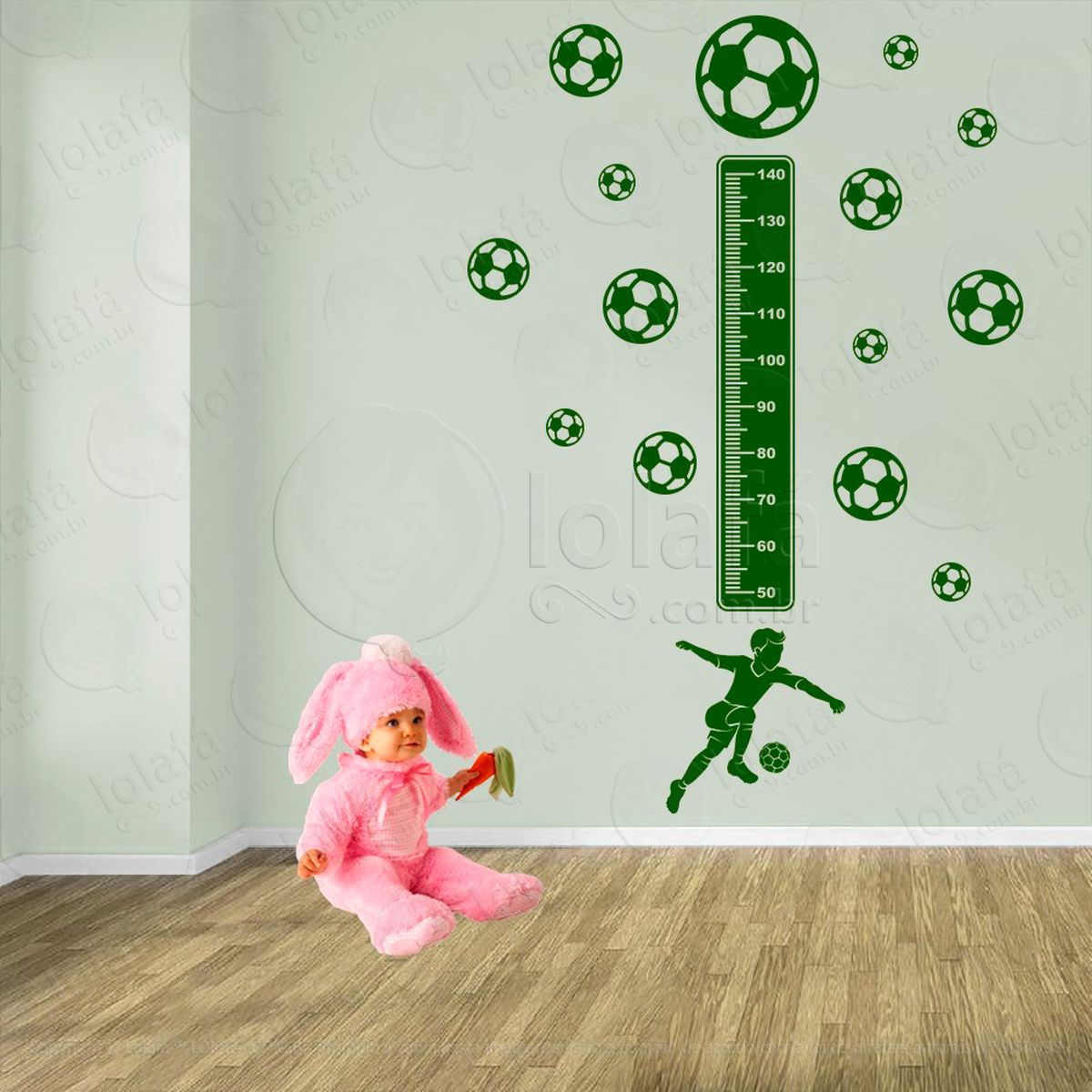 futebol e bolas de futebol adesivo régua de crescimento infantil, medidor de altura para quarto, porta e parede - mod:355