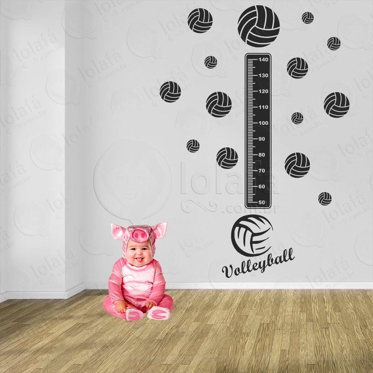 voleibol e bolas de vôlei adesivo régua de crescimento infantil, medidor de altura para quarto, porta e parede - mod:472