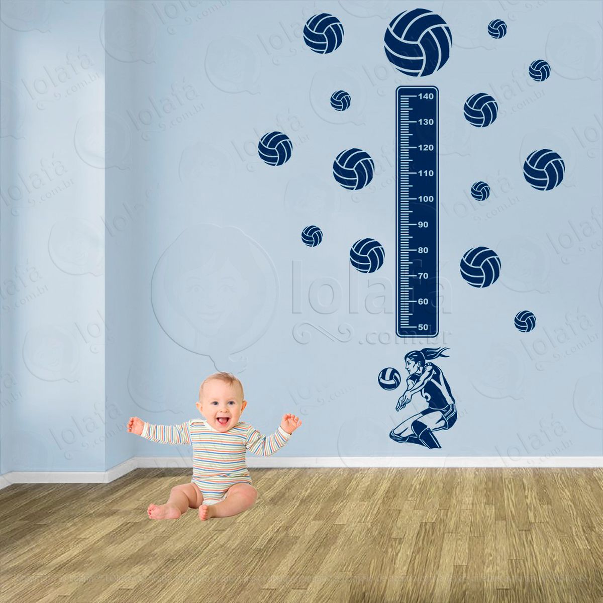 voleibol e bolas de vôlei adesivo régua de crescimento infantil, medidor de altura para quarto, porta e parede - mod:473
