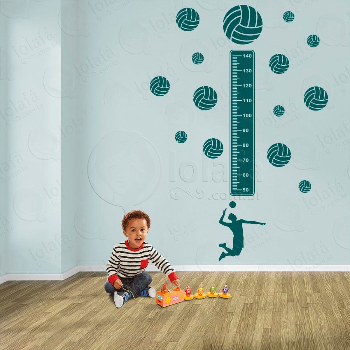 voleibol e bolas de vôlei adesivo régua de crescimento infantil, medidor de altura para quarto, porta e parede - mod:474
