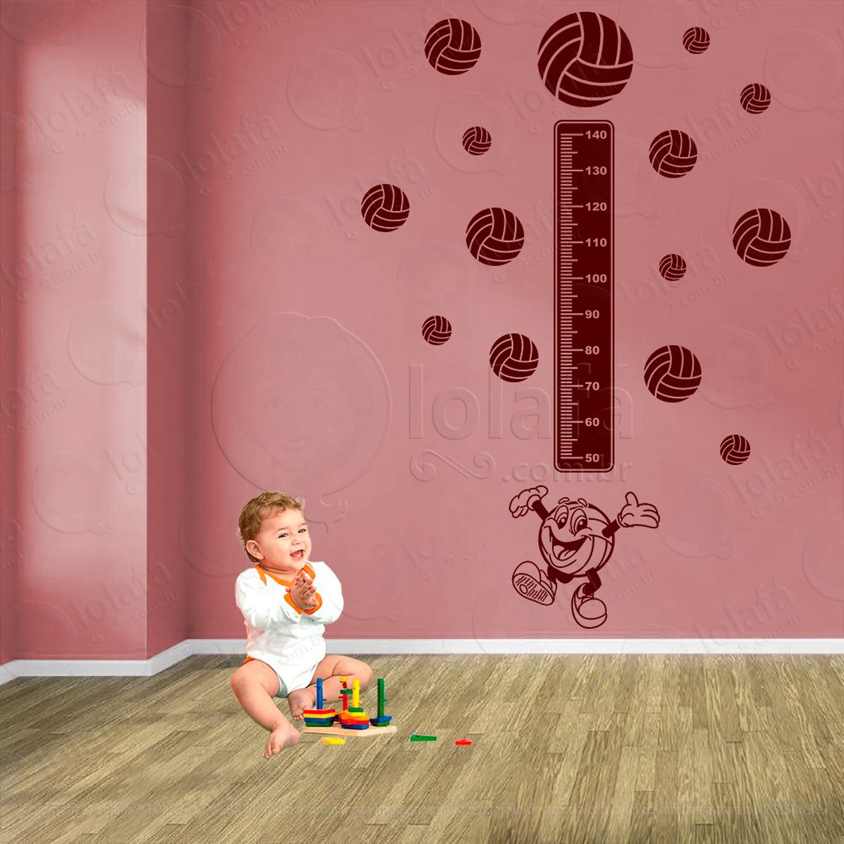 voleibol e bolas de vôlei adesivo régua de crescimento infantil, medidor de altura para quarto, porta e parede - mod:476