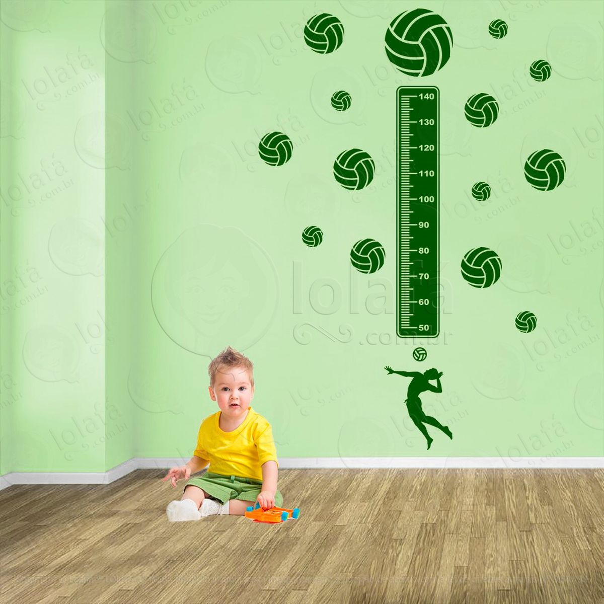 voleibol e bolas de vôlei adesivo régua de crescimento infantil, medidor de altura para quarto, porta e parede - mod:477