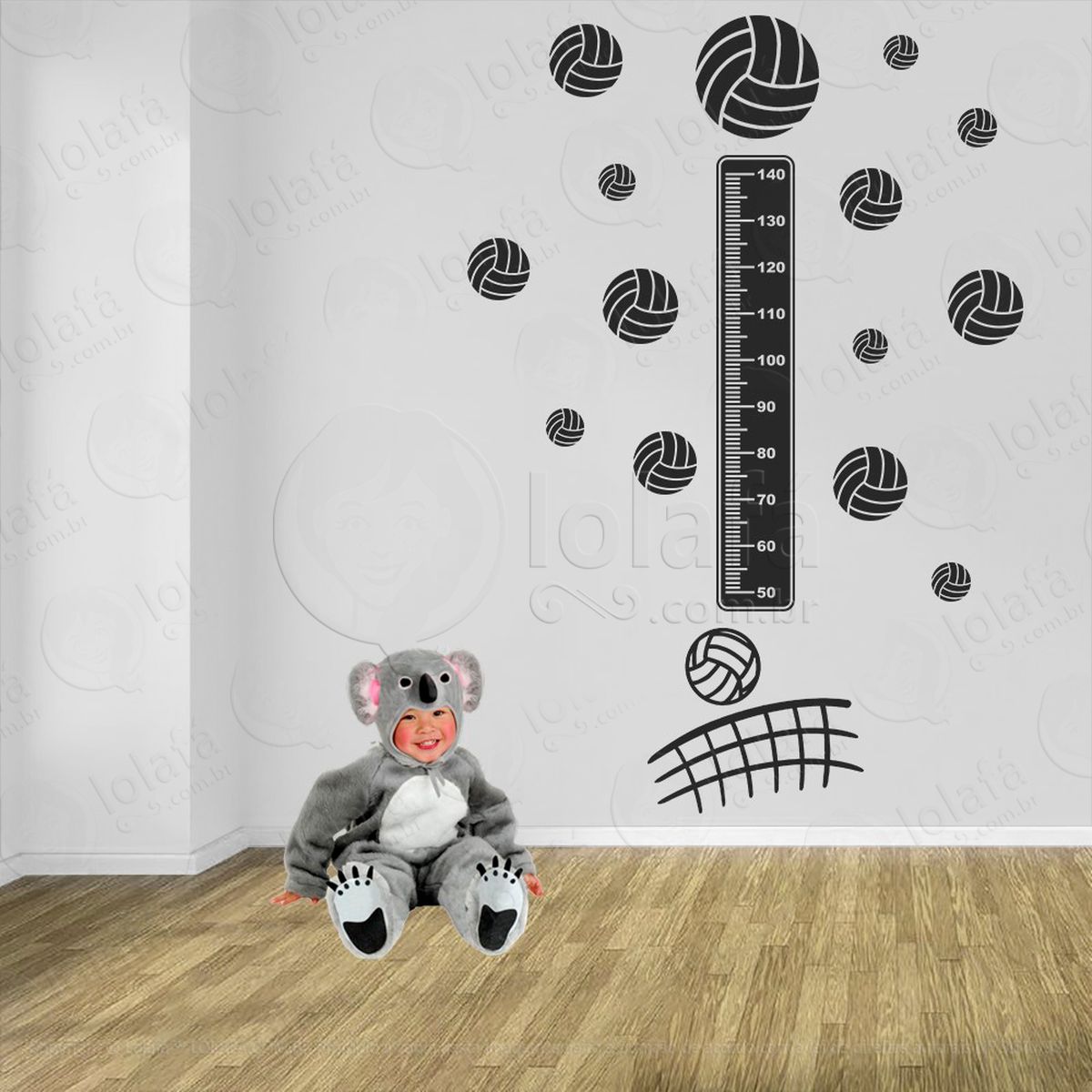 voleibol e bolas de vôlei adesivo régua de crescimento infantil, medidor de altura para quarto, porta e parede - mod:478