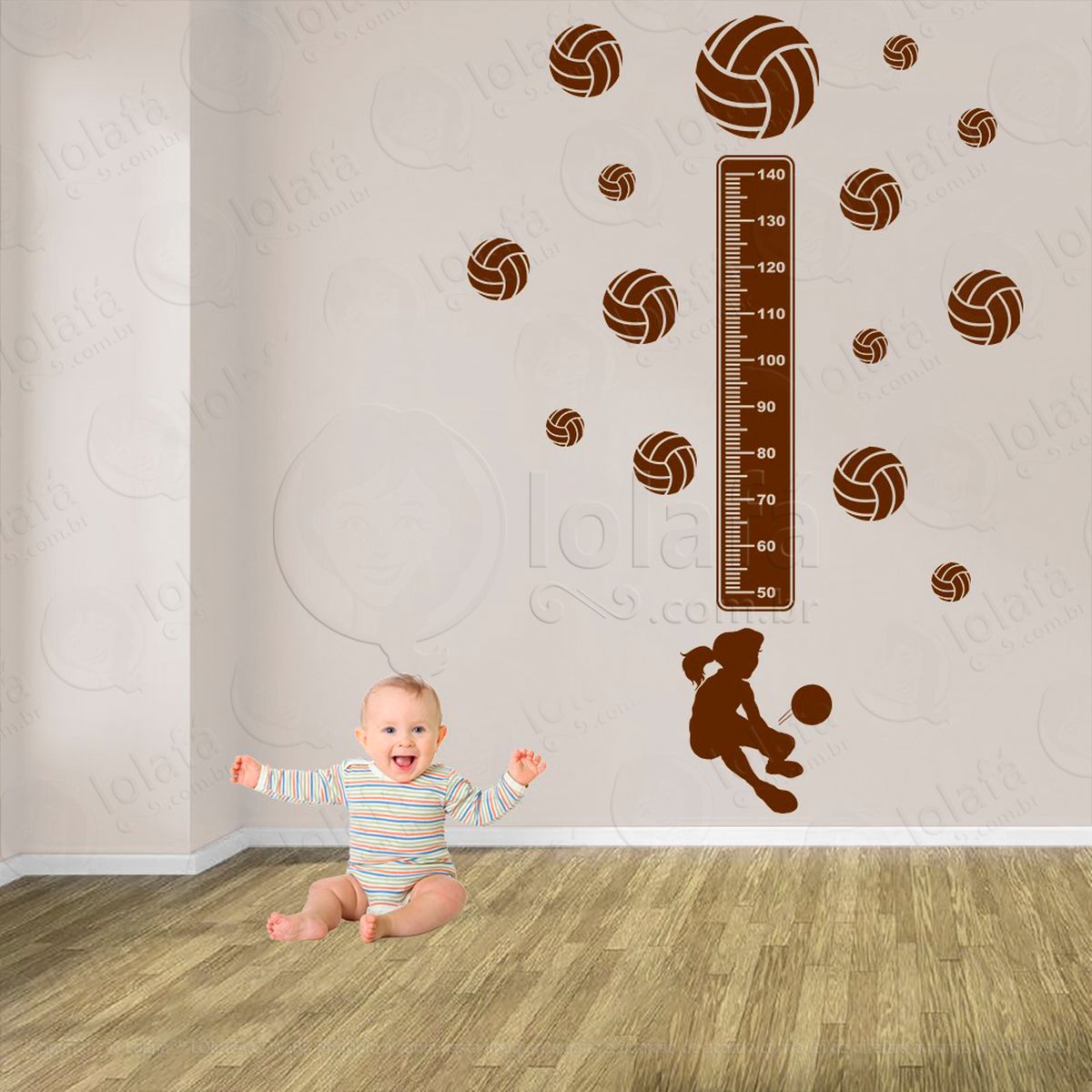voleibol e bolas de vôlei adesivo régua de crescimento infantil, medidor de altura para quarto, porta e parede - mod:479