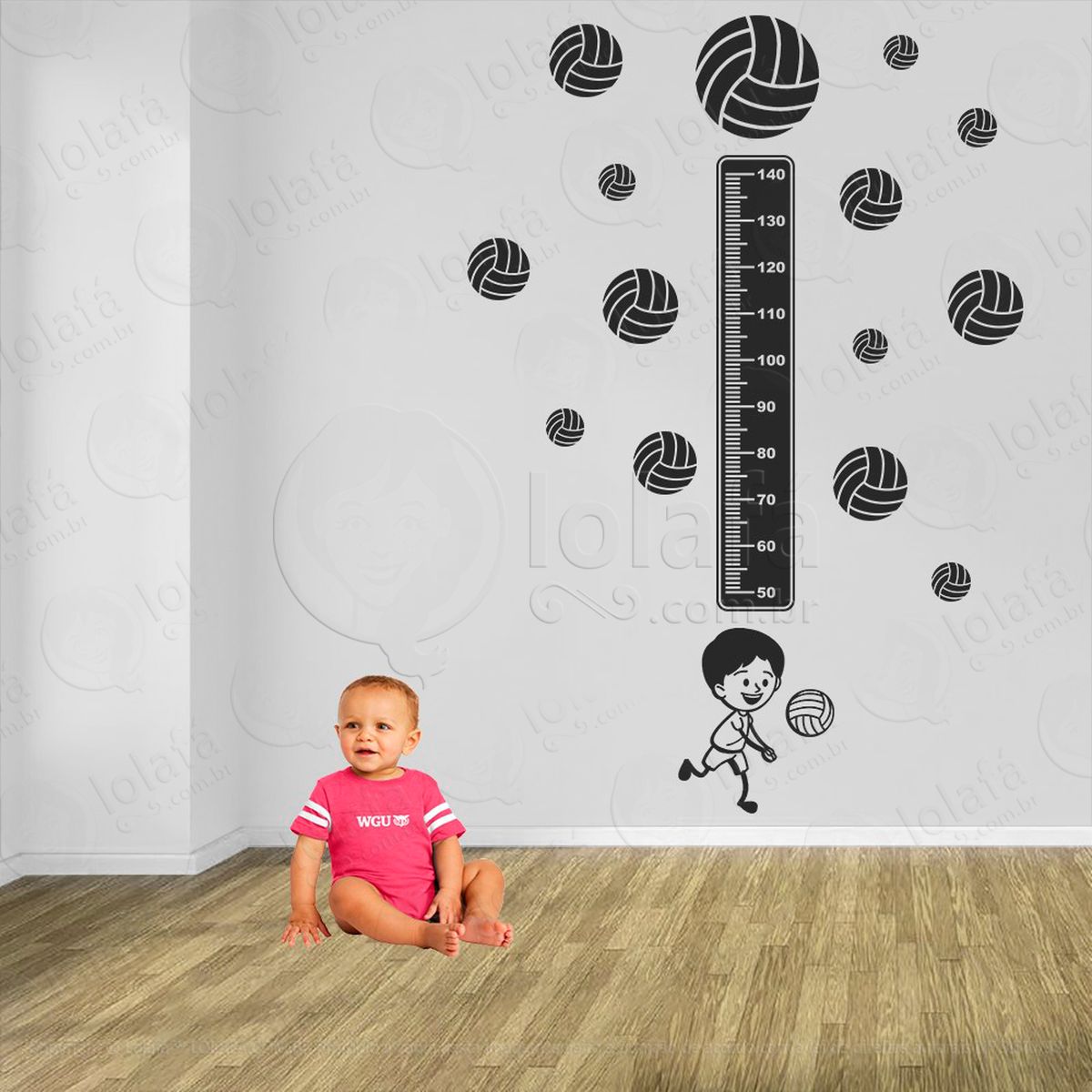 voleibol e bolas de vôlei adesivo régua de crescimento infantil, medidor de altura para quarto, porta e parede - mod:480