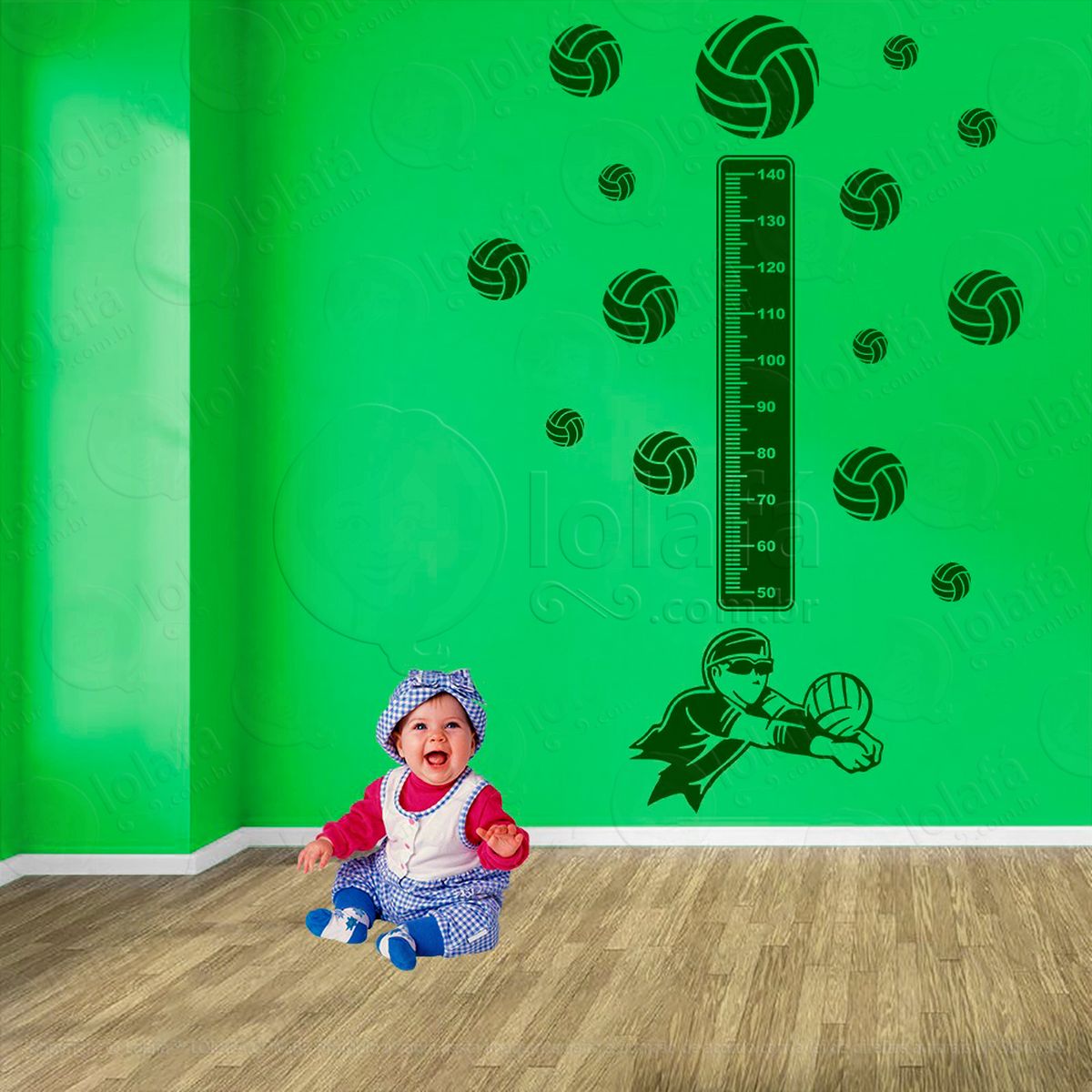 voleibol e bolas de vôlei adesivo régua de crescimento infantil, medidor de altura para quarto, porta e parede - mod:481