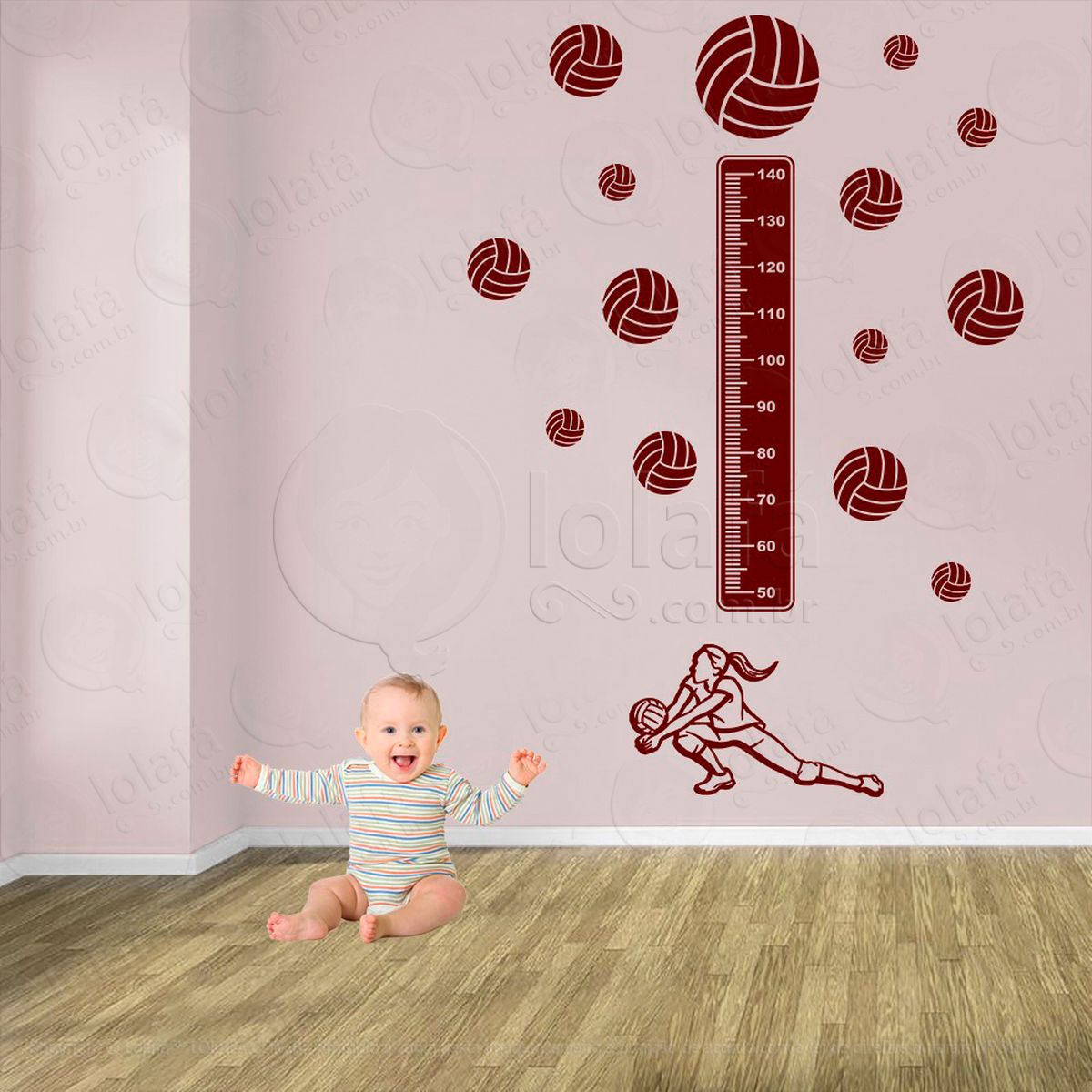 voleibol e bolas de vôlei adesivo régua de crescimento infantil, medidor de altura para quarto, porta e parede - mod:482