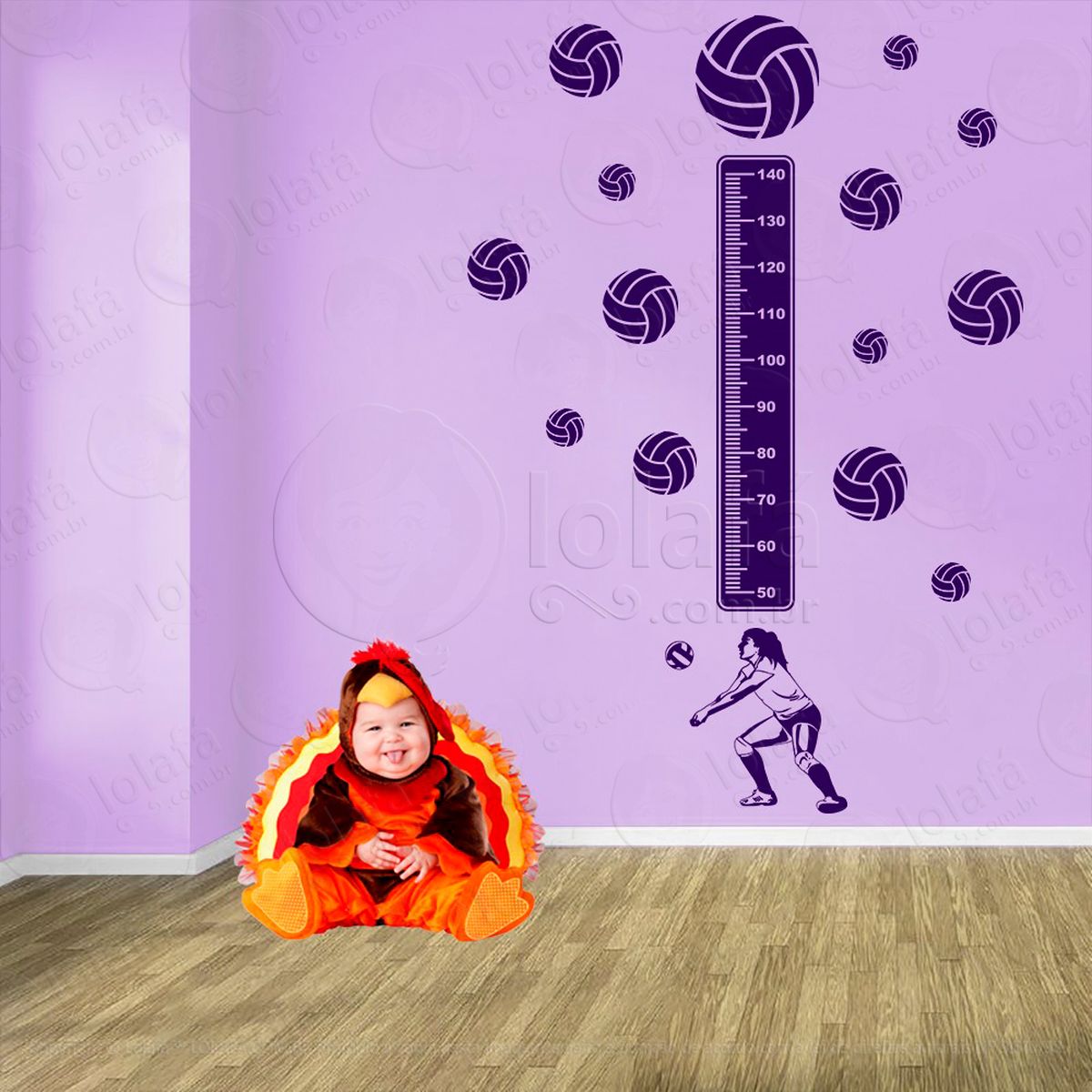 voleibol e bolas de vôlei adesivo régua de crescimento infantil, medidor de altura para quarto, porta e parede - mod:483