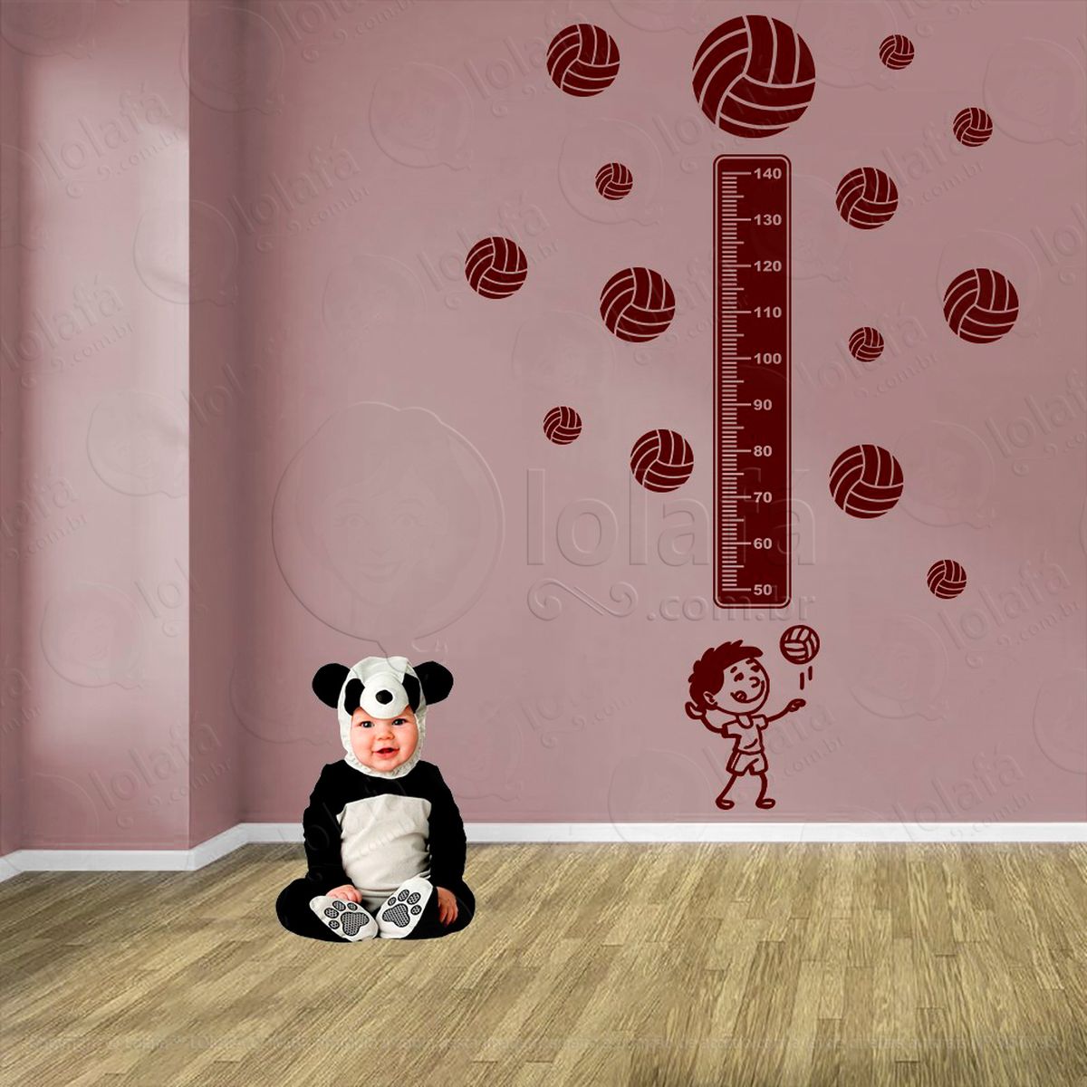 voleibol e bolas de vôlei adesivo régua de crescimento infantil, medidor de altura para quarto, porta e parede - mod:484