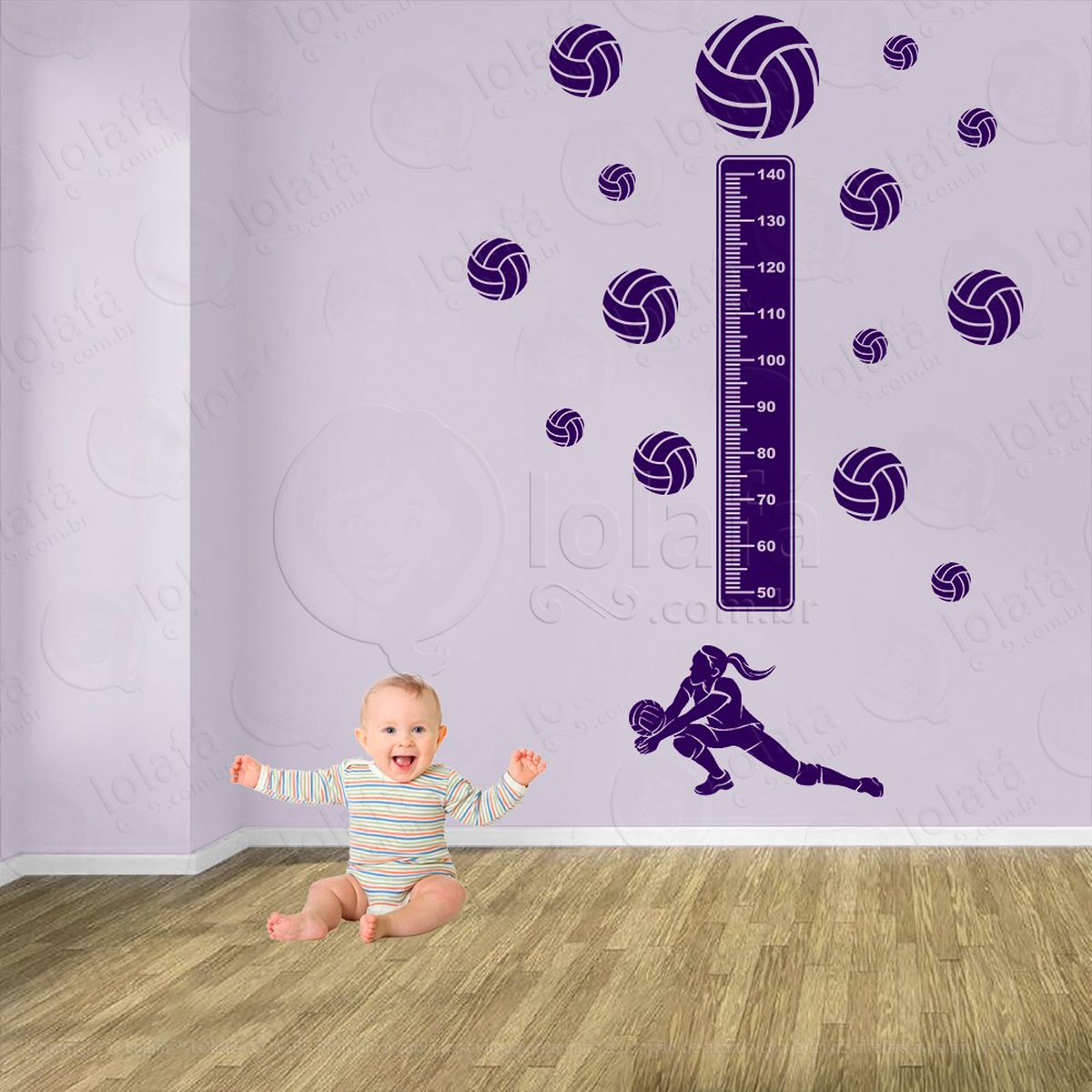 voleibol e bolas de vôlei adesivo régua de crescimento infantil, medidor de altura para quarto, porta e parede - mod:485