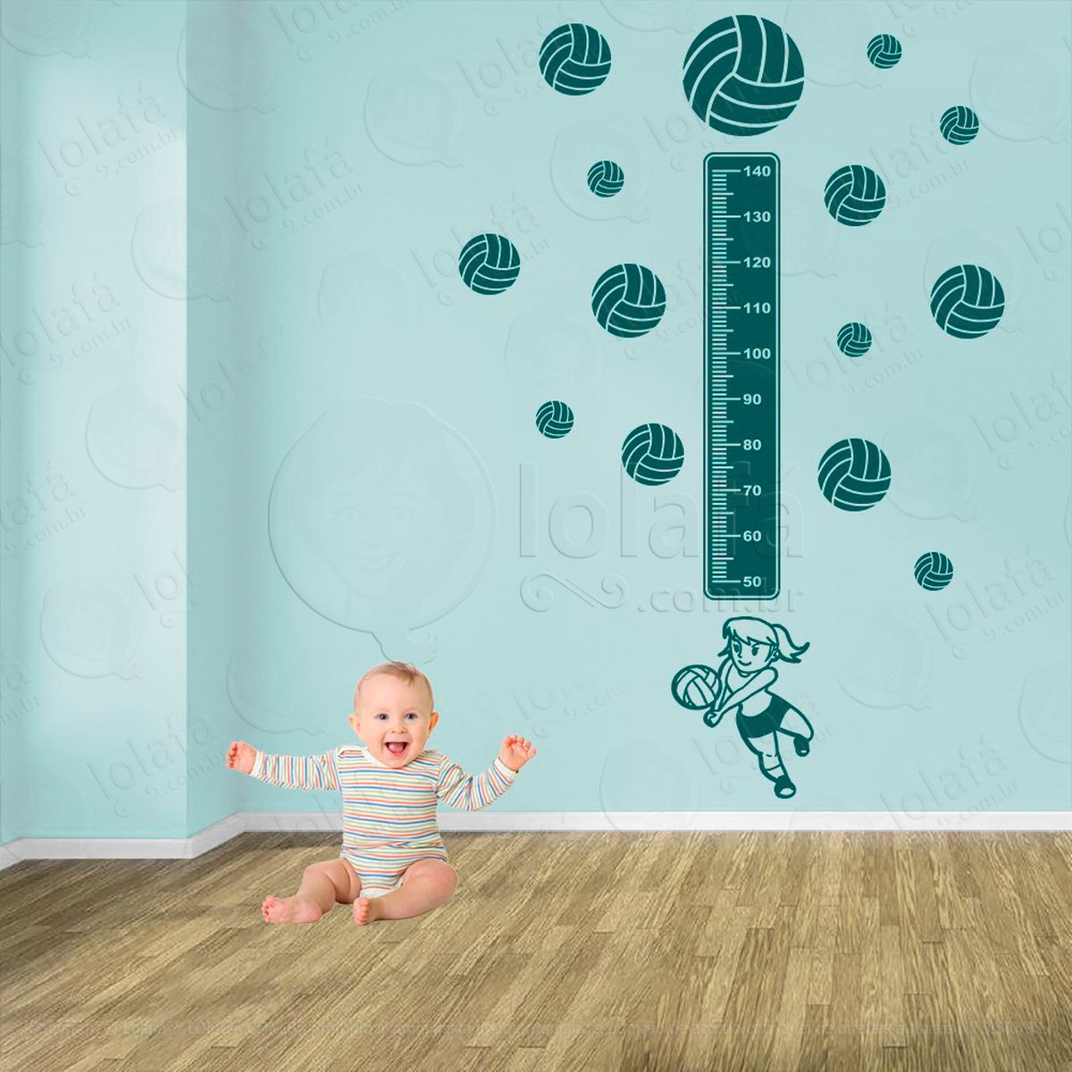 voleibol e bolas de vôlei adesivo régua de crescimento infantil, medidor de altura para quarto, porta e parede - mod:486