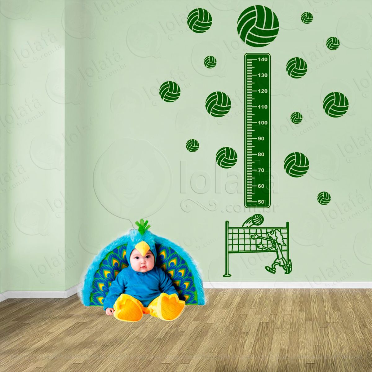 voleibol e bolas de vôlei adesivo régua de crescimento infantil, medidor de altura para quarto, porta e parede - mod:488