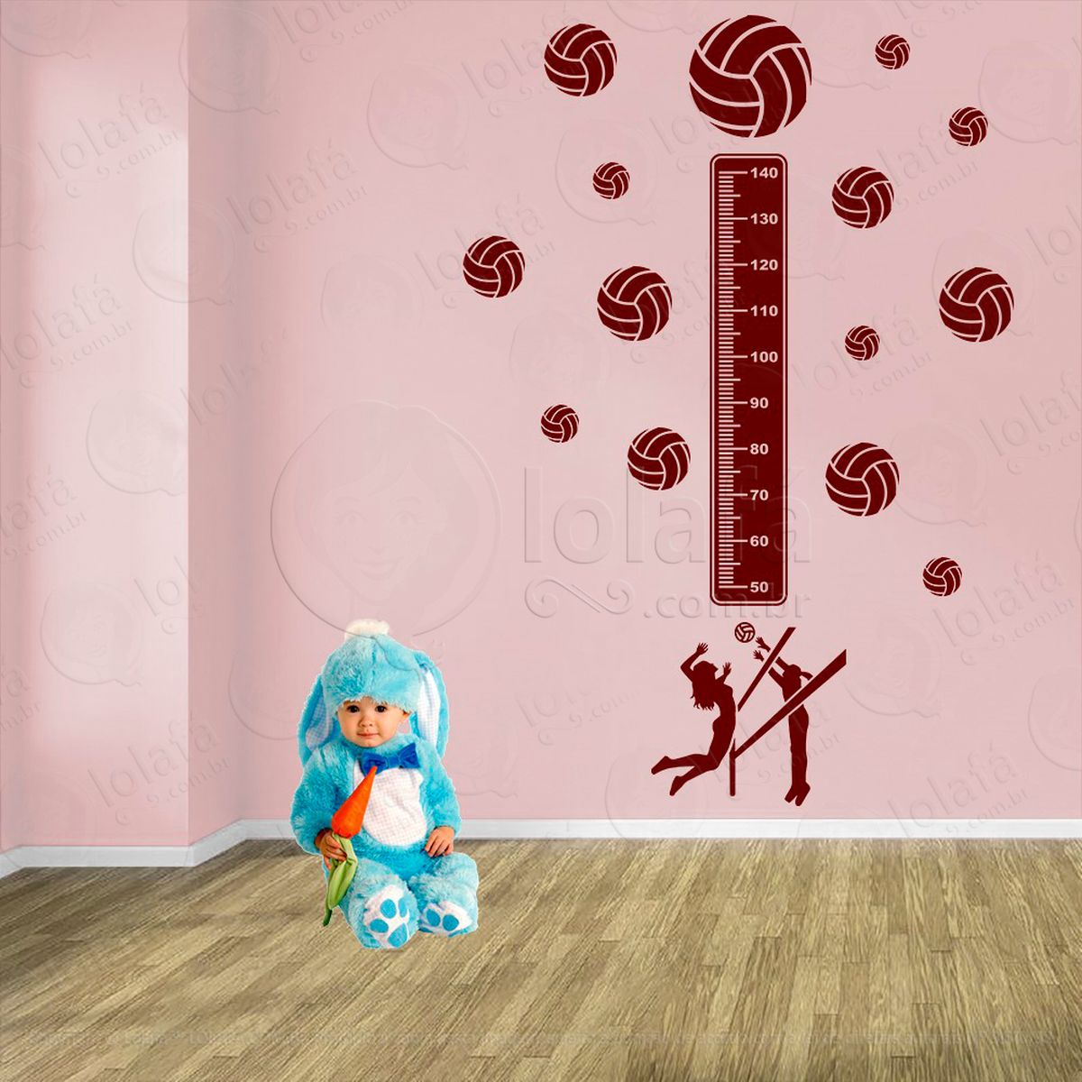voleibol e bolas de vôlei adesivo régua de crescimento infantil, medidor de altura para quarto, porta e parede - mod:489