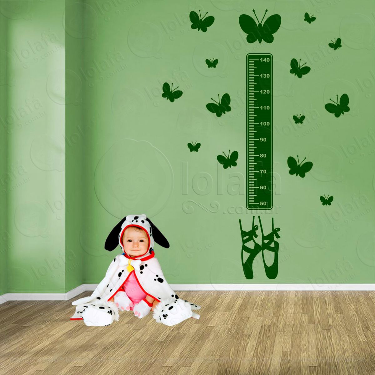 balé e borboletas adesivo régua de crescimento infantil, medidor de altura para quarto, porta e parede - mod:525