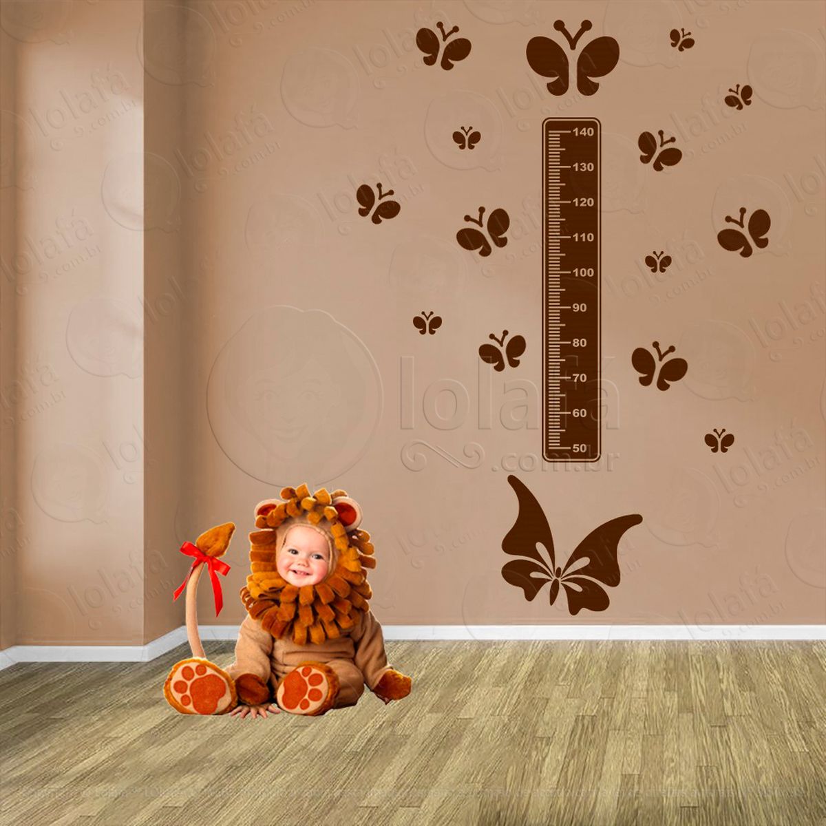 borboleta e borboletas adesivo régua de crescimento infantil, medidor de altura para quarto, porta e parede - mod:538