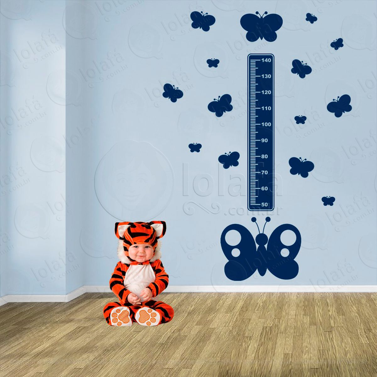 borboleta e borboletas adesivo régua de crescimento infantil, medidor de altura para quarto, porta e parede - mod:547