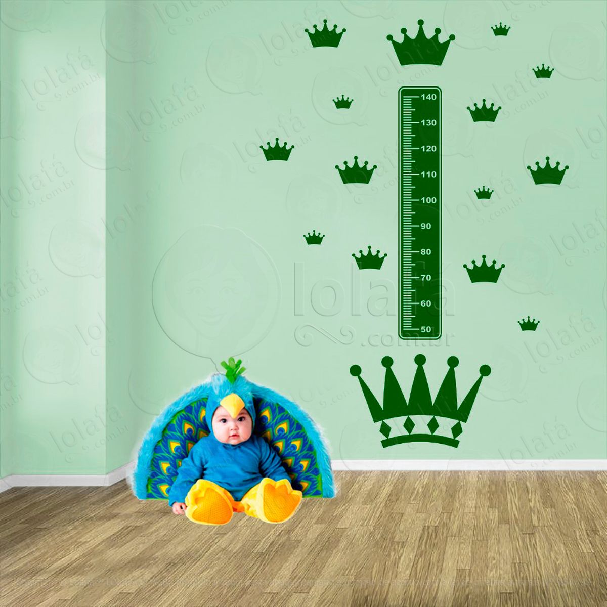 coroa e coroas adesivo régua de crescimento infantil, medidor de altura para quarto, porta e parede - mod:588