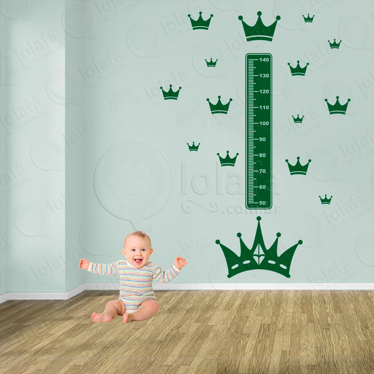 coroa e coroas adesivo régua de crescimento infantil, medidor de altura para quarto, porta e parede - mod:598