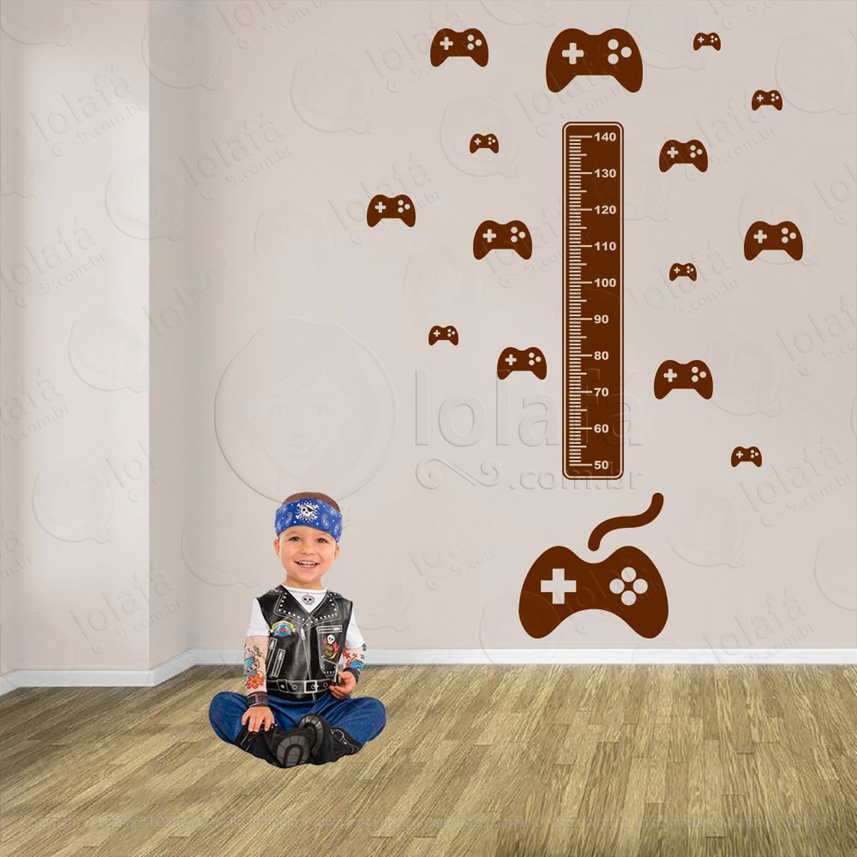 vídeo game e controles adesivo régua de crescimento infantil, medidor de altura para quarto, porta e parede - mod:701