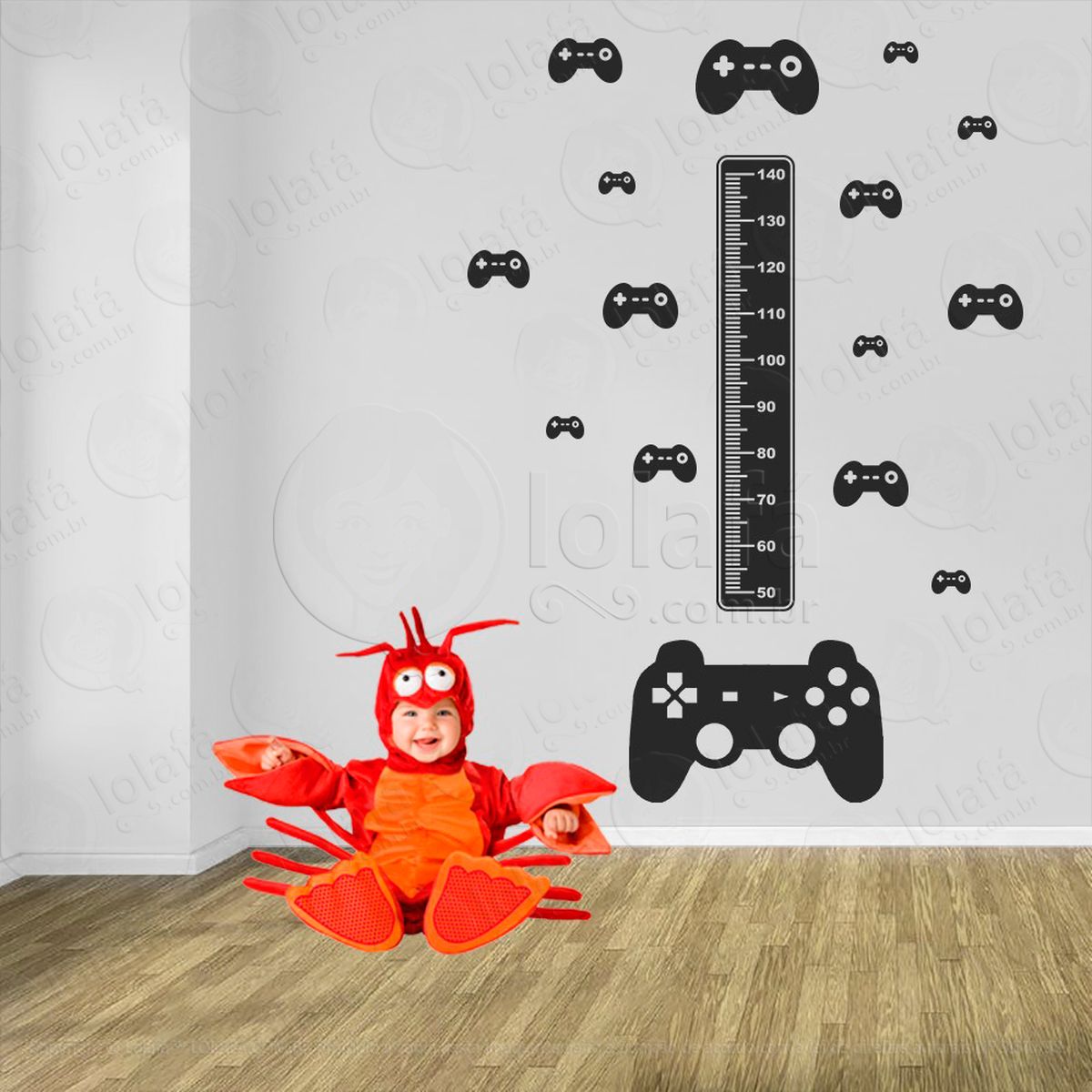 vídeo game e controles adesivo régua de crescimento infantil, medidor de altura para quarto, porta e parede - mod:702