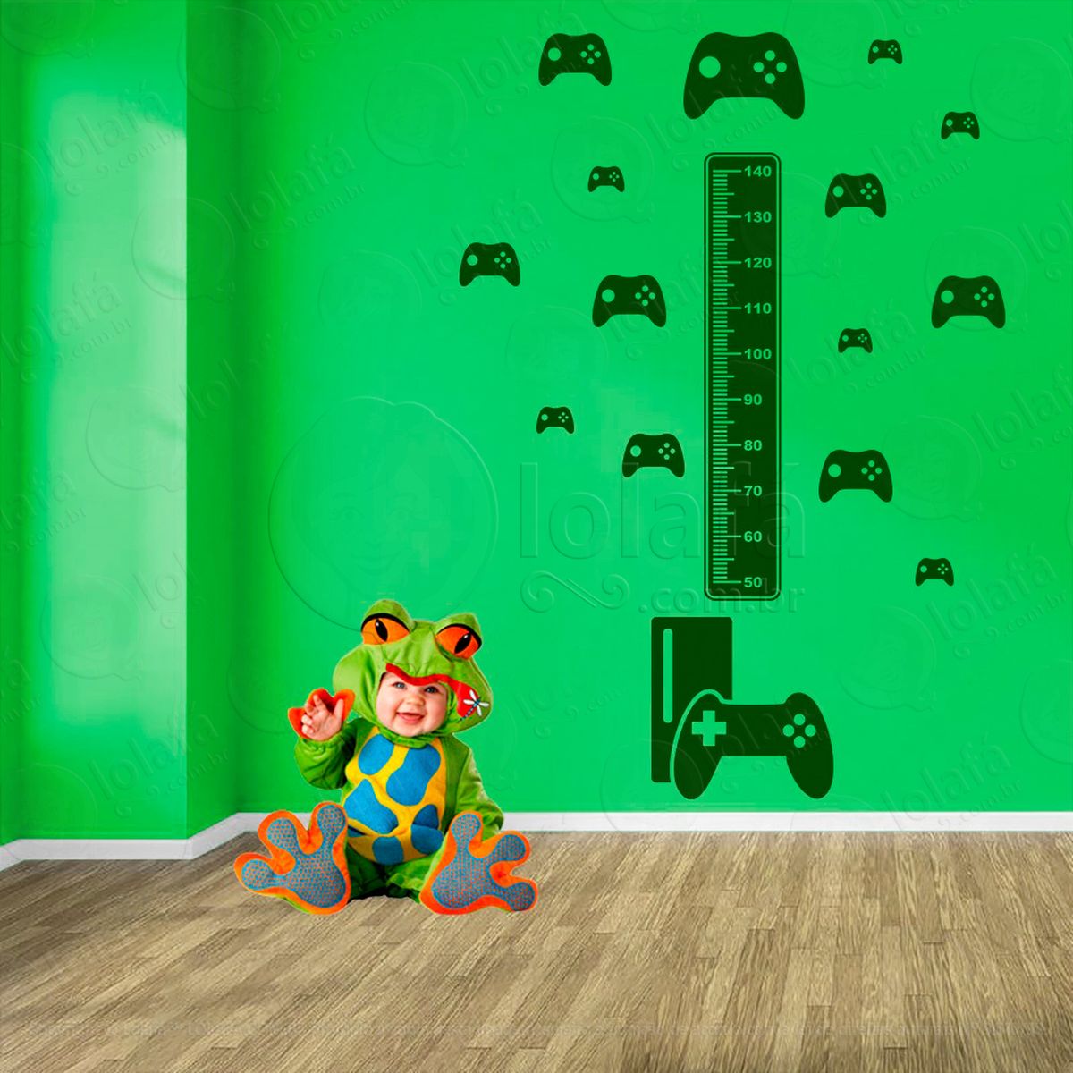 vídeo game e controles adesivo régua de crescimento infantil, medidor de altura para quarto, porta e parede - mod:703