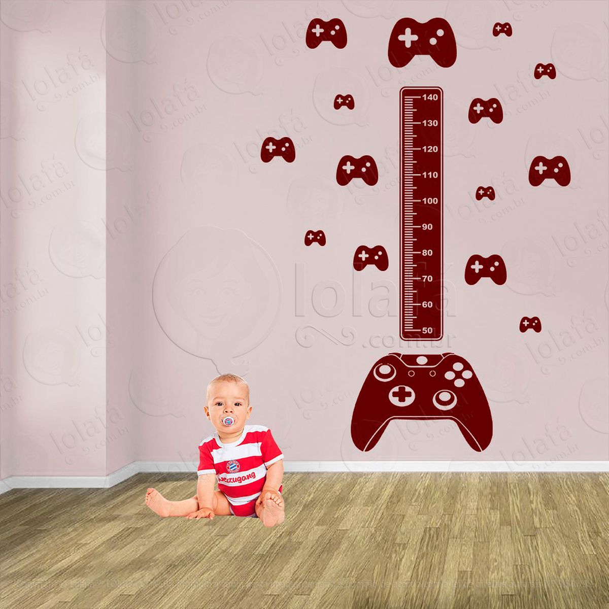 vídeo game e controles adesivo régua de crescimento infantil, medidor de altura para quarto, porta e parede - mod:704