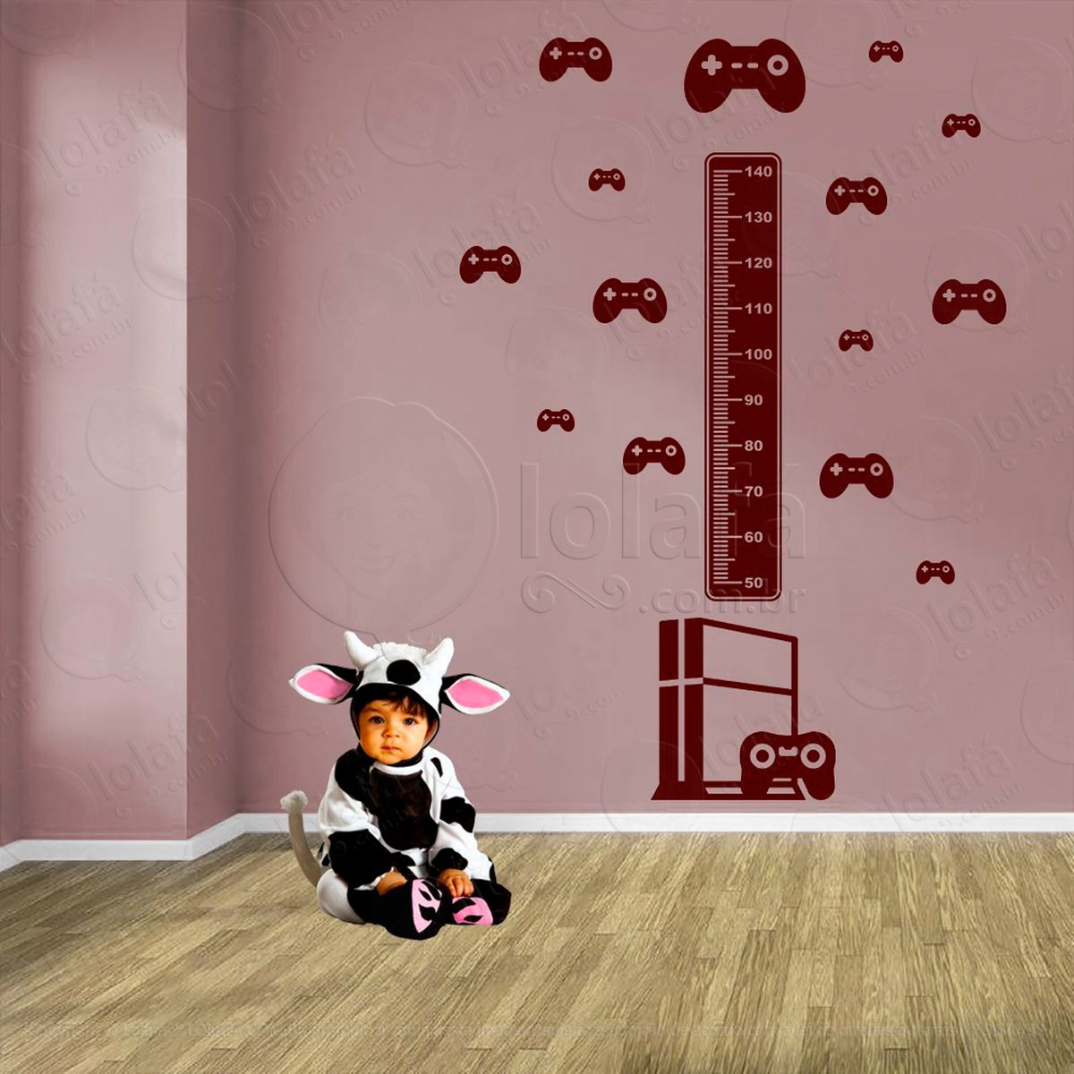 vídeo game e controles adesivo régua de crescimento infantil, medidor de altura para quarto, porta e parede - mod:706