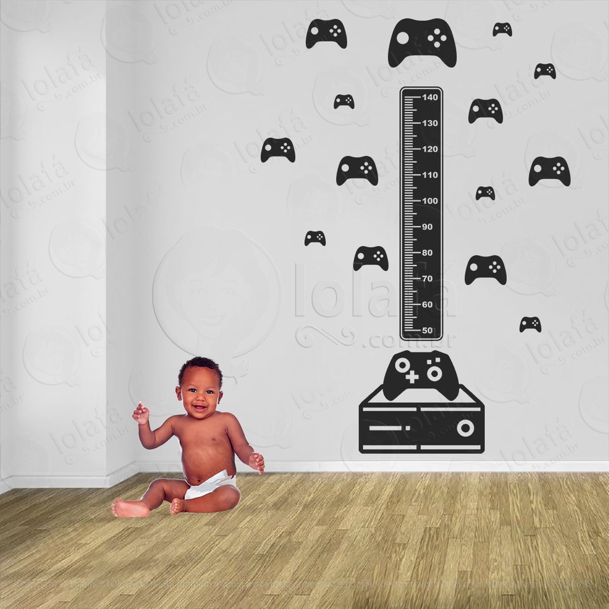 vídeo game e controles adesivo régua de crescimento infantil, medidor de altura para quarto, porta e parede - mod:707