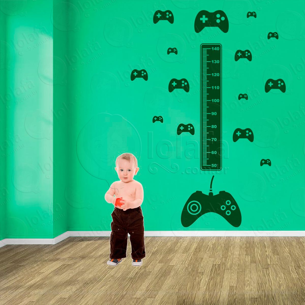 vídeo game e controles adesivo régua de crescimento infantil, medidor de altura para quarto, porta e parede - mod:709