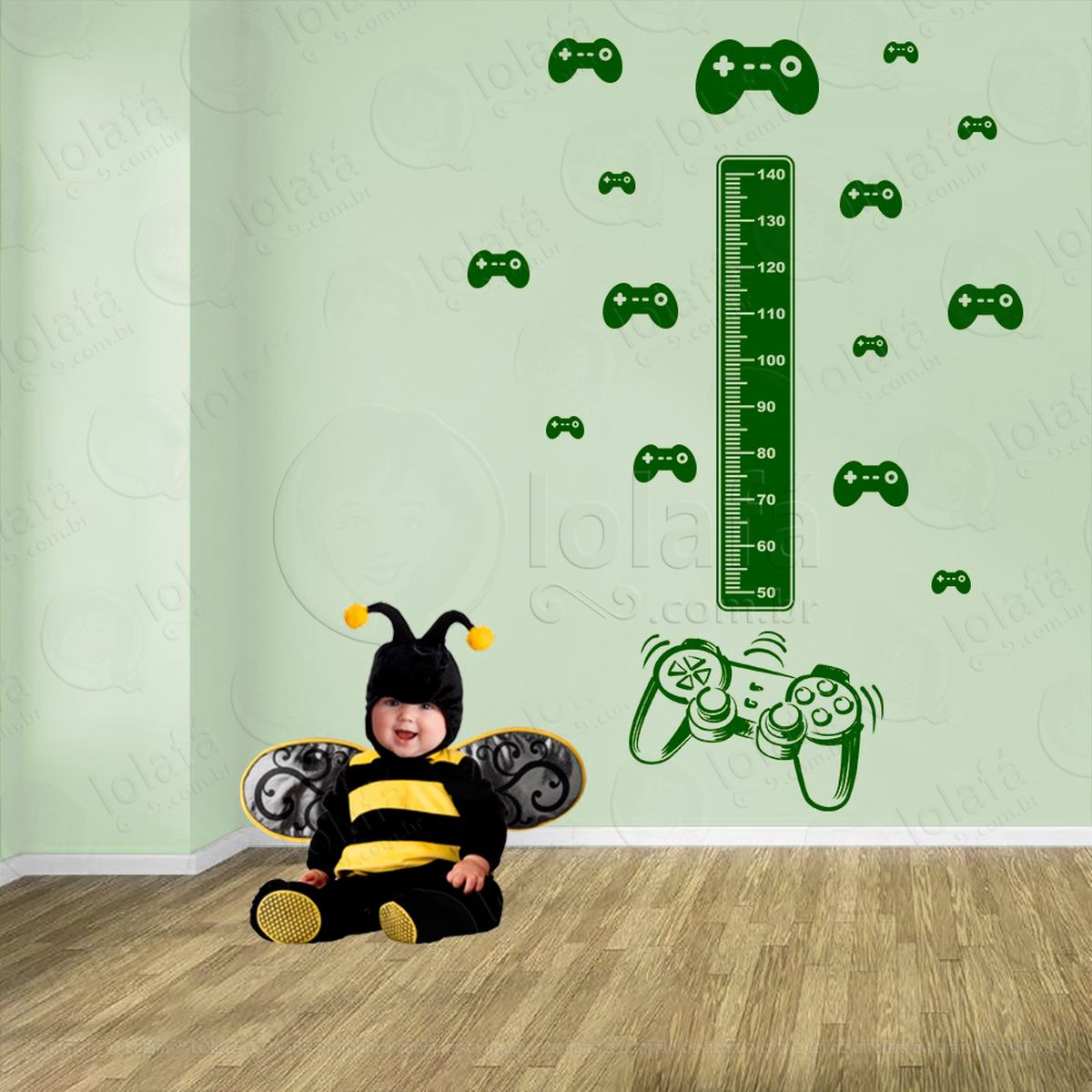 vídeo game e controles adesivo régua de crescimento infantil, medidor de altura para quarto, porta e parede - mod:710