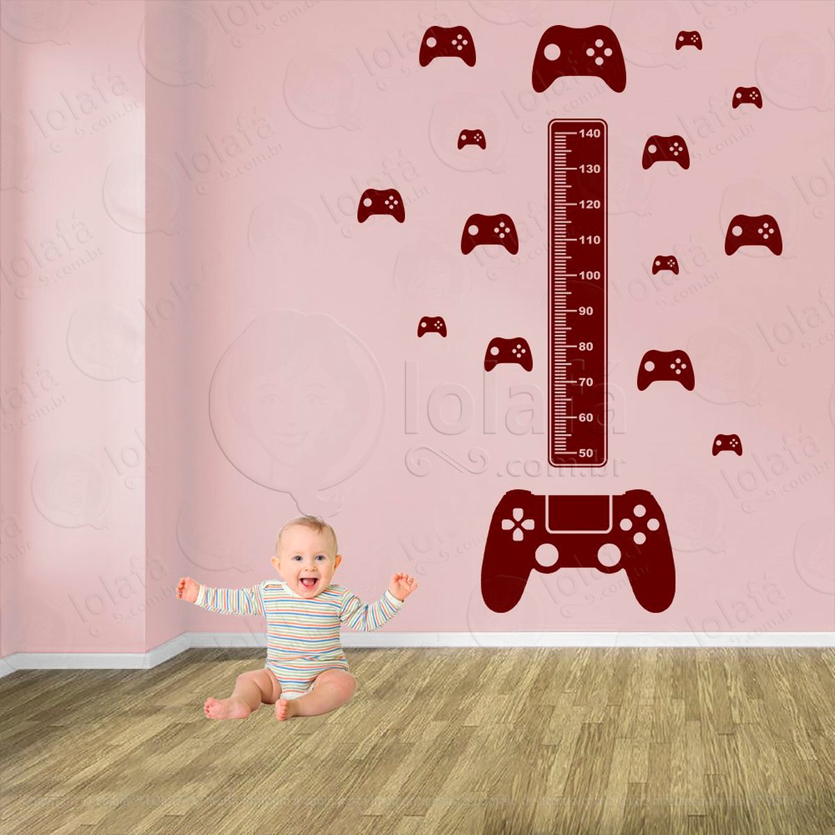 vídeo game e controles adesivo régua de crescimento infantil, medidor de altura para quarto, porta e parede - mod:711