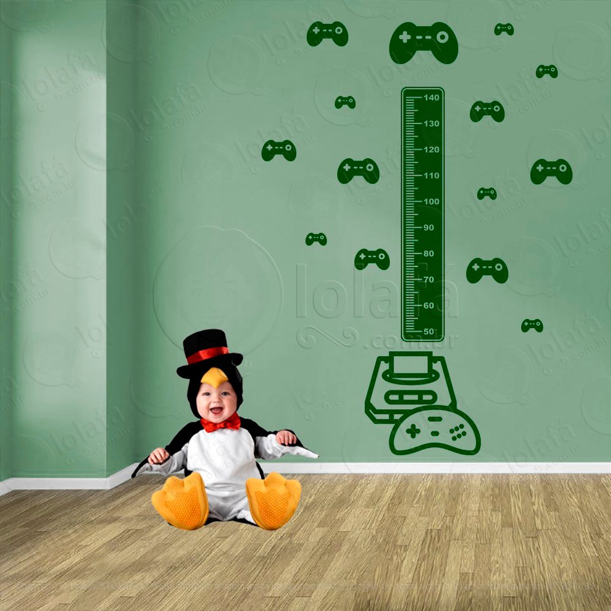 vídeo game e controles adesivo régua de crescimento infantil, medidor de altura para quarto, porta e parede - mod:714