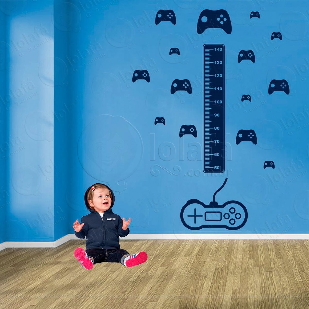 vídeo game e controles adesivo régua de crescimento infantil, medidor de altura para quarto, porta e parede - mod:715
