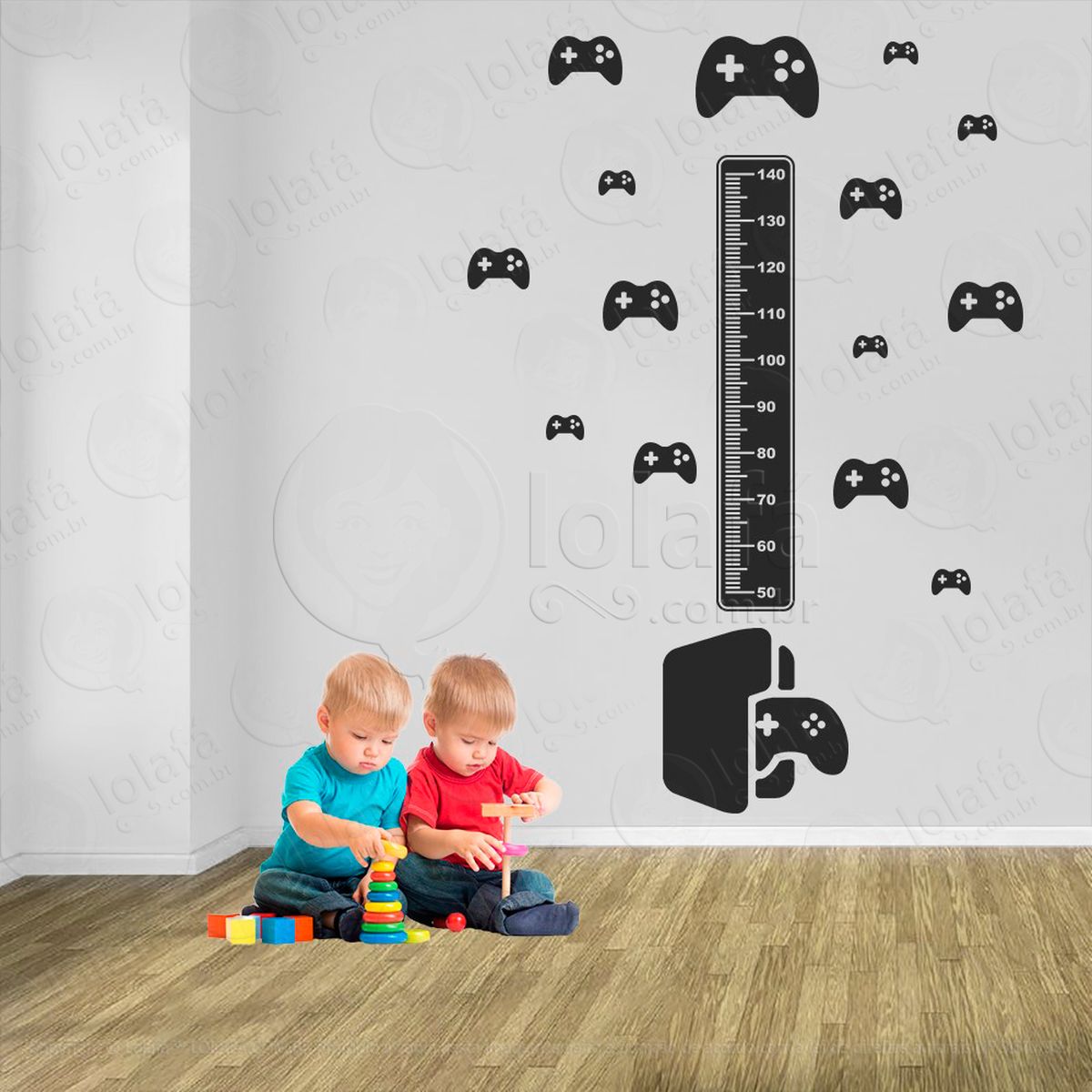 vídeo game e controles adesivo régua de crescimento infantil, medidor de altura para quarto, porta e parede - mod:717