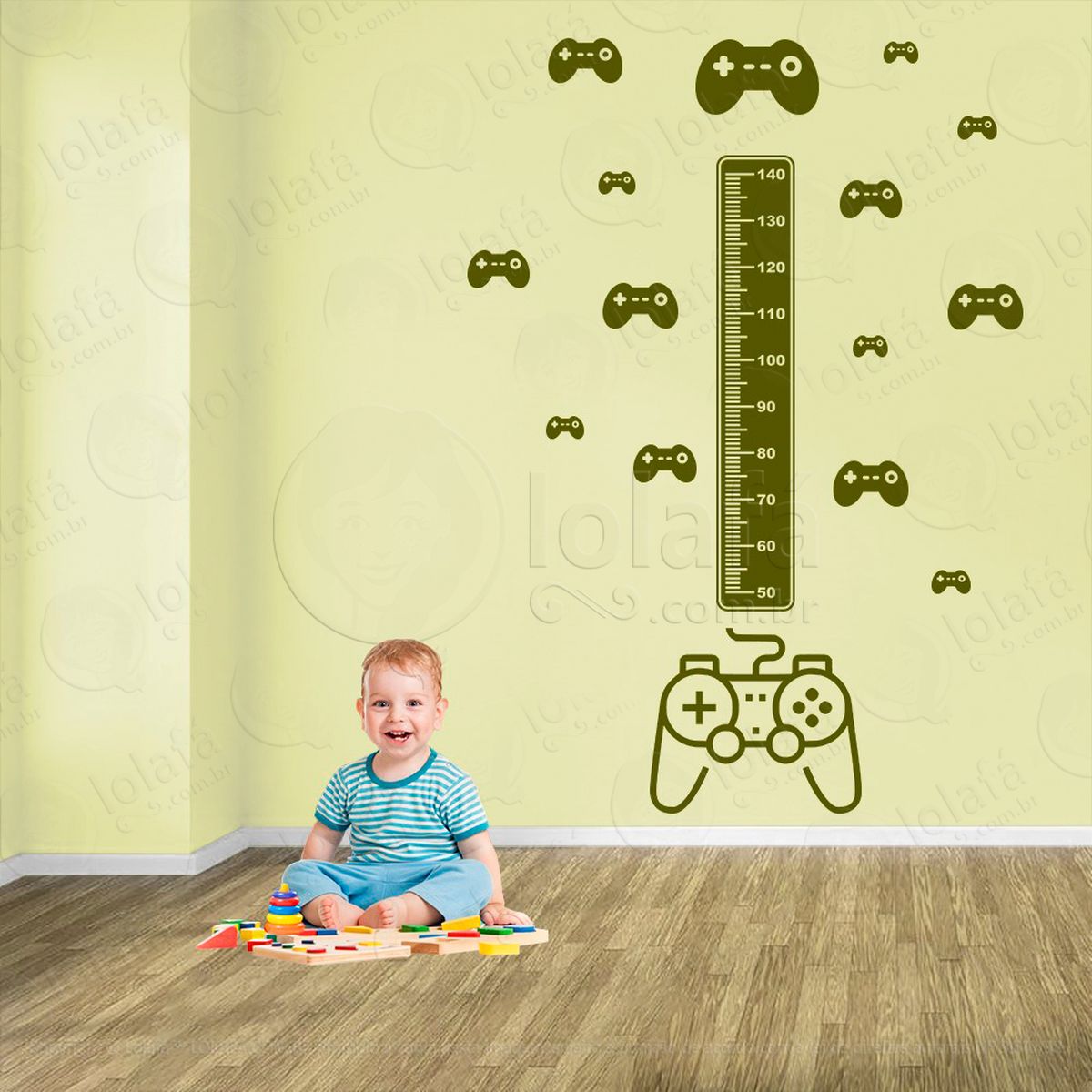 vídeo game e controles adesivo régua de crescimento infantil, medidor de altura para quarto, porta e parede - mod:718
