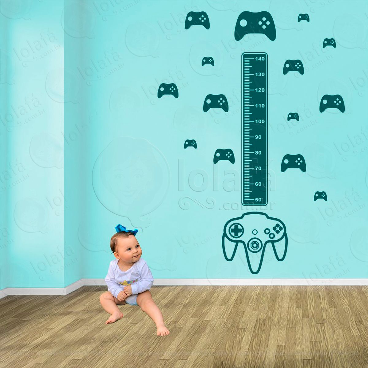 vídeo game e controles adesivo régua de crescimento infantil, medidor de altura para quarto, porta e parede - mod:719