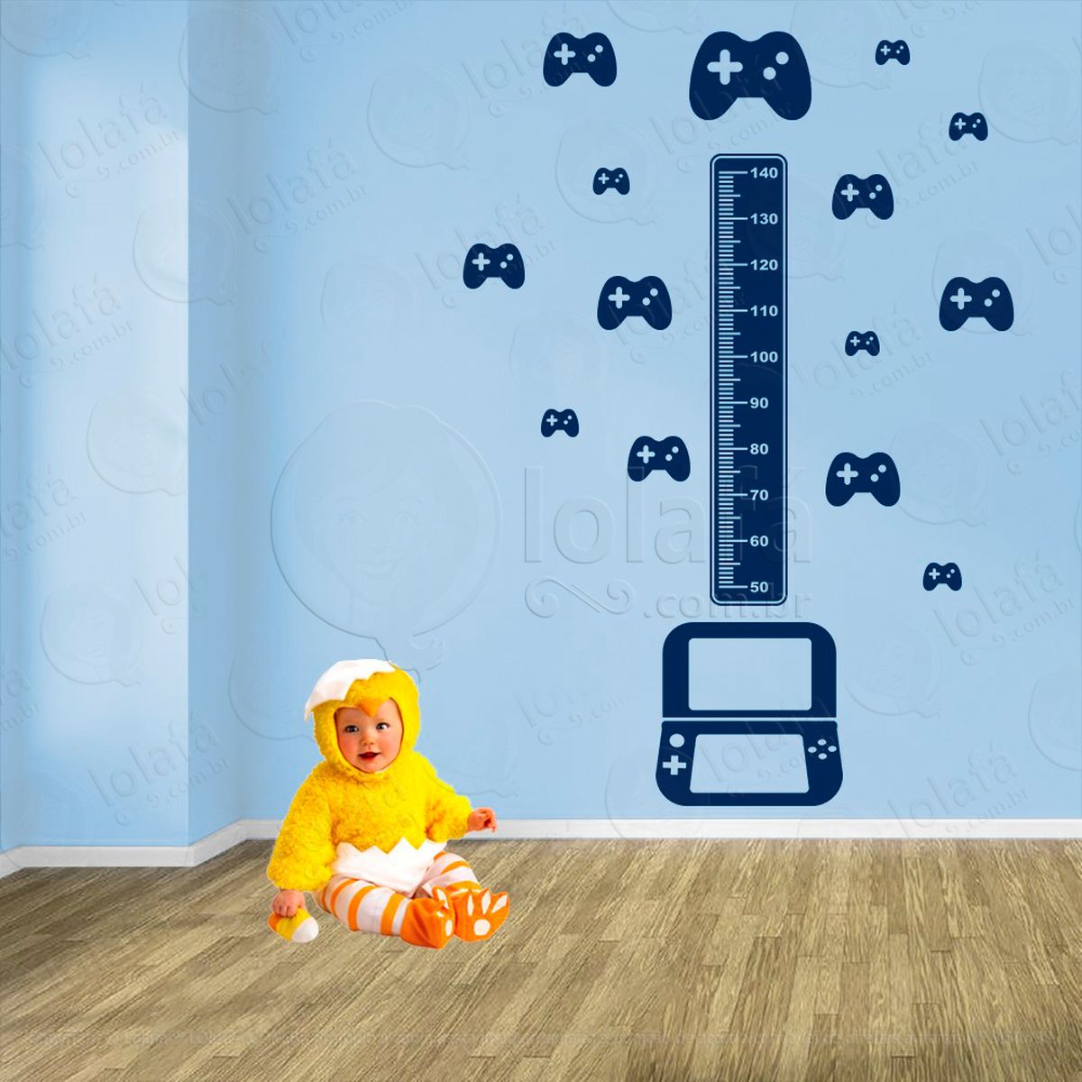 vídeo game e controles adesivo régua de crescimento infantil, medidor de altura para quarto, porta e parede - mod:720