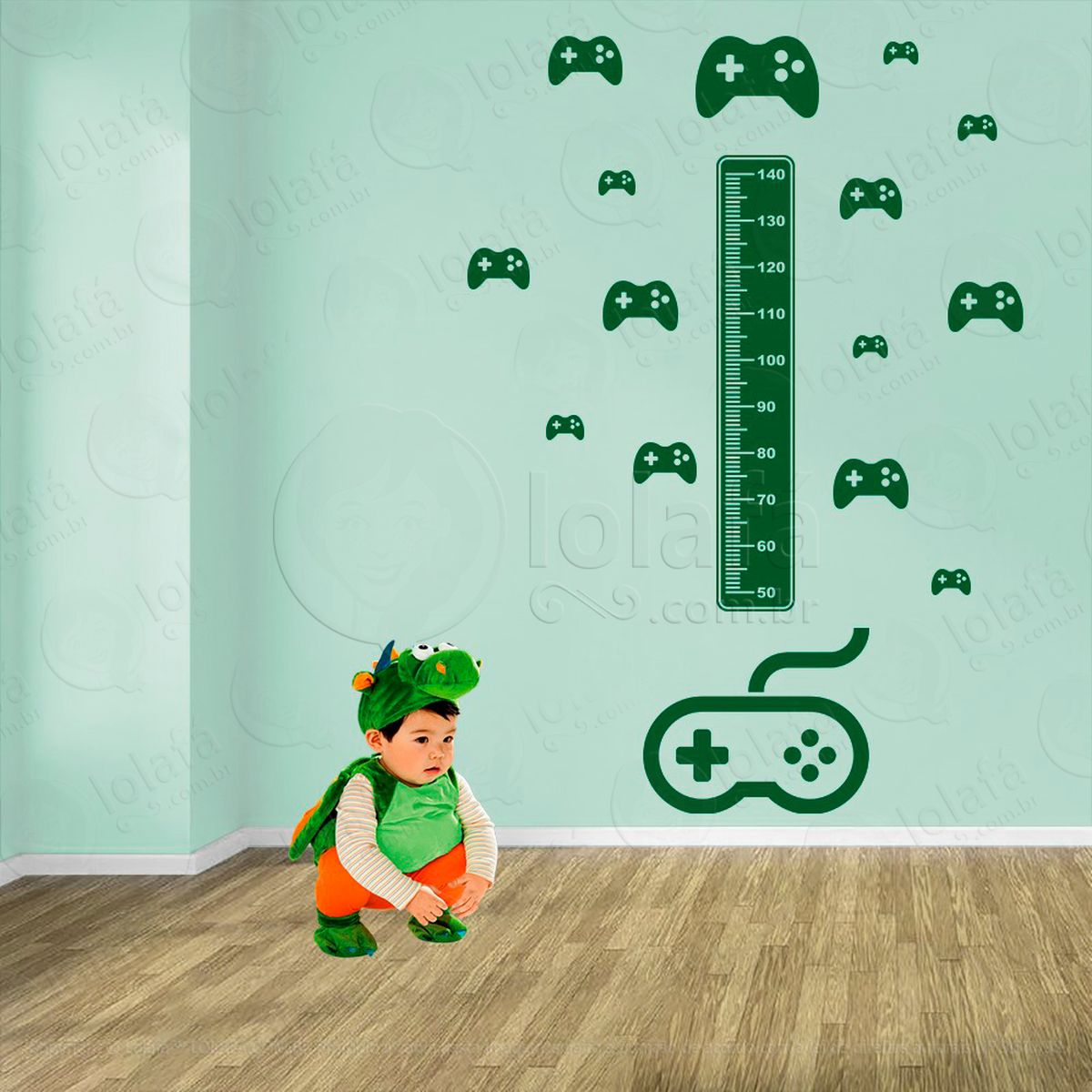 vídeo game e controles adesivo régua de crescimento infantil, medidor de altura para quarto, porta e parede - mod:721