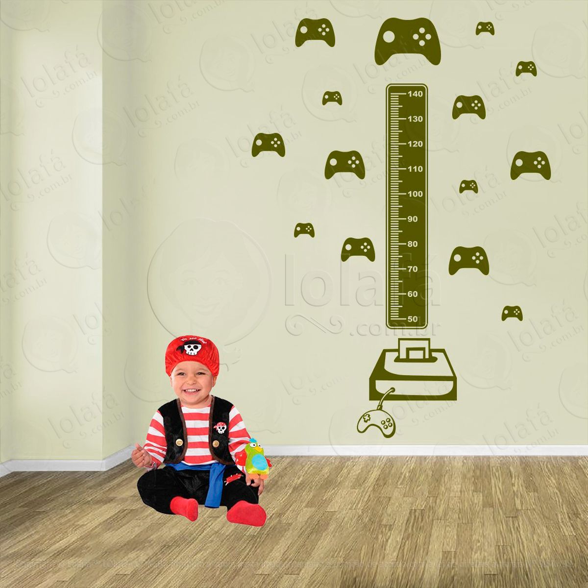 vídeo game e controles adesivo régua de crescimento infantil, medidor de altura para quarto, porta e parede - mod:723