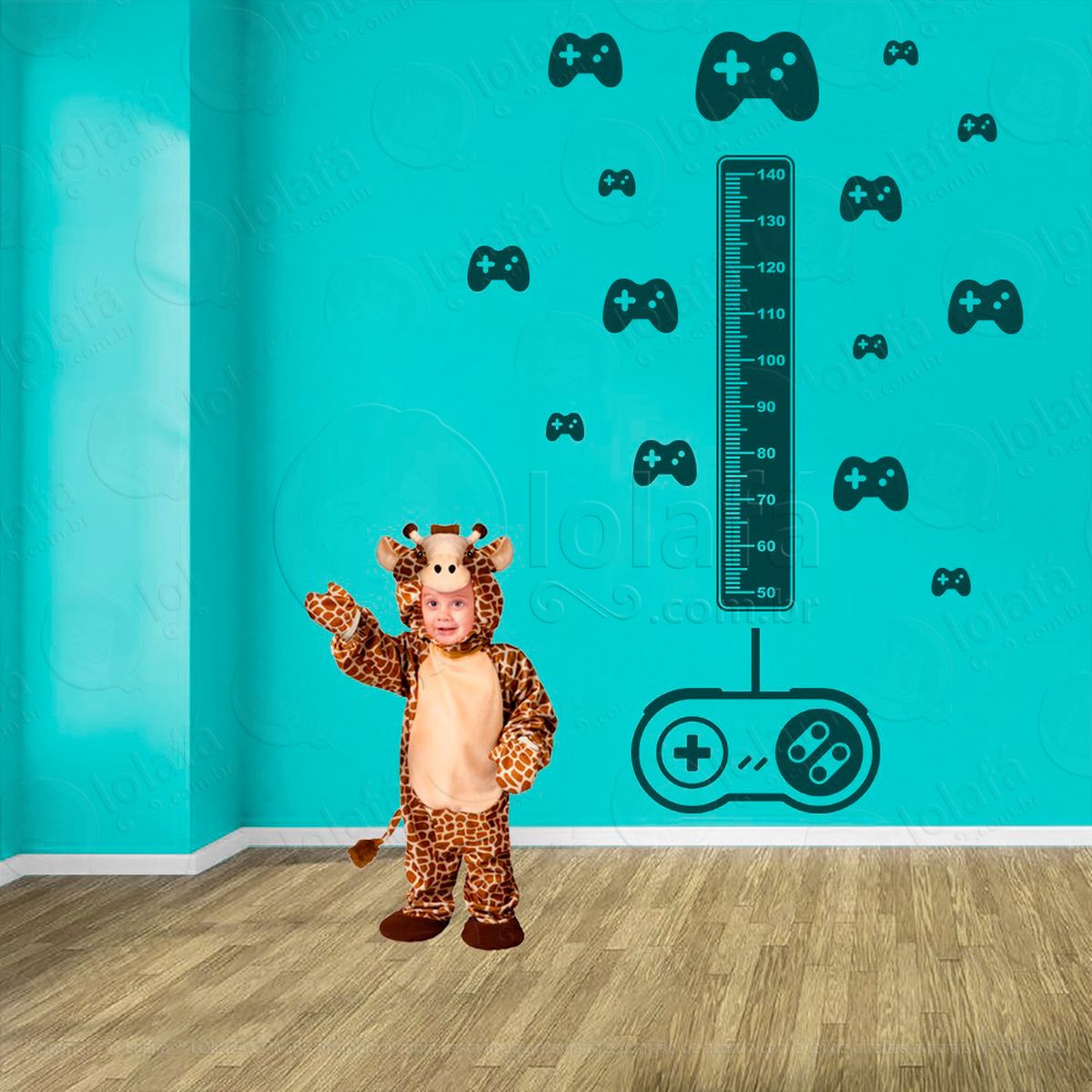 vídeo game e controles adesivo régua de crescimento infantil, medidor de altura para quarto, porta e parede - mod:724