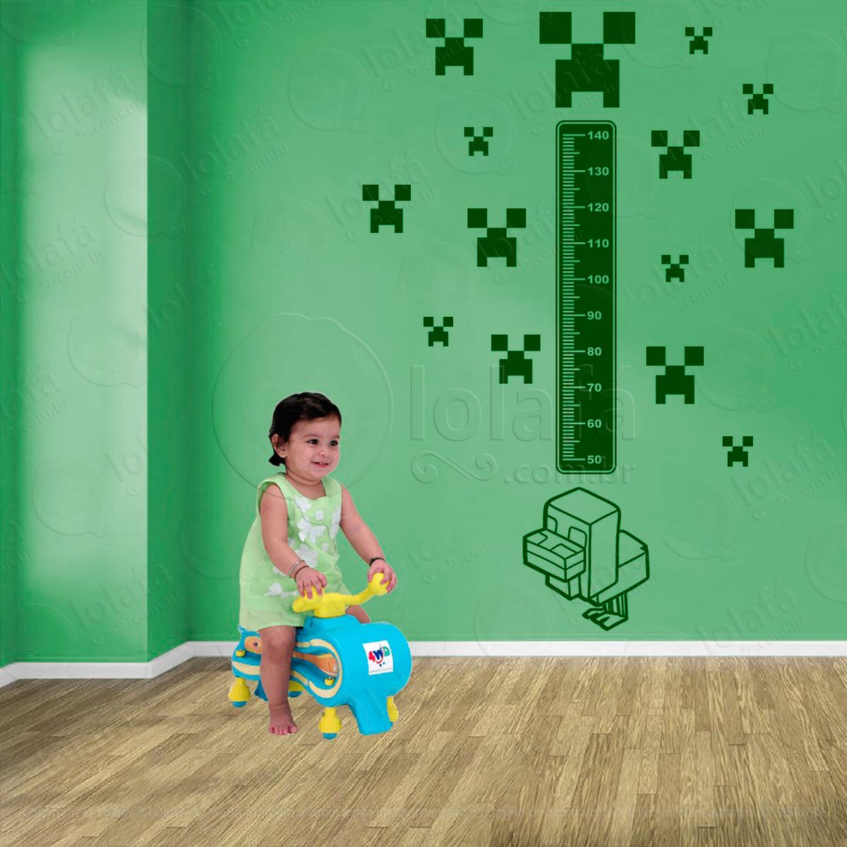 minecraft e minecraft adesivo régua de crescimento infantil, medidor de altura para quarto, porta e parede - mod:729