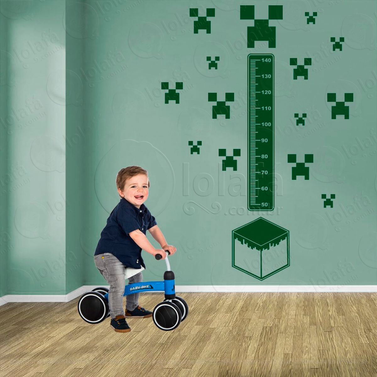 minecraft e minecraft adesivo régua de crescimento infantil, medidor de altura para quarto, porta e parede - mod:742