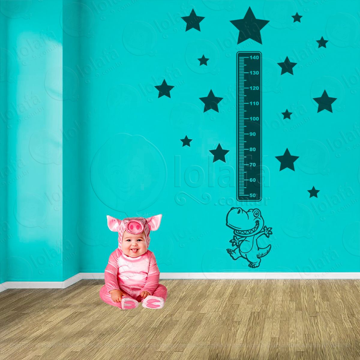 dragão e estrelas adesivo régua de crescimento infantil, medidor de altura para quarto, porta e parede - mod:872