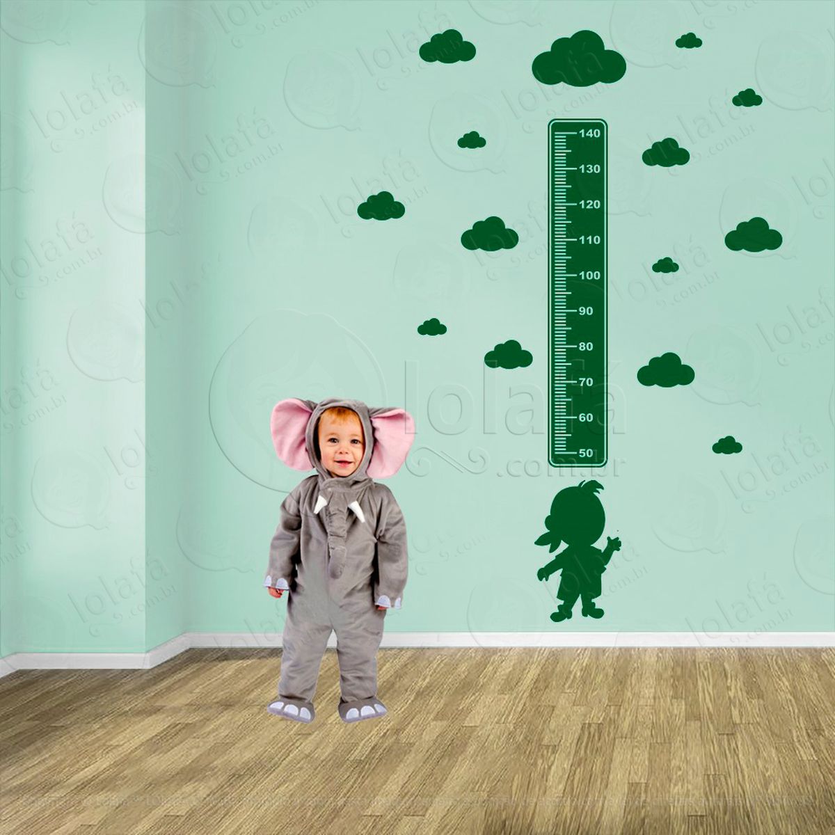pirata e nuvens adesivo régua de crescimento infantil, medidor de altura para quarto, porta e parede - mod:1091