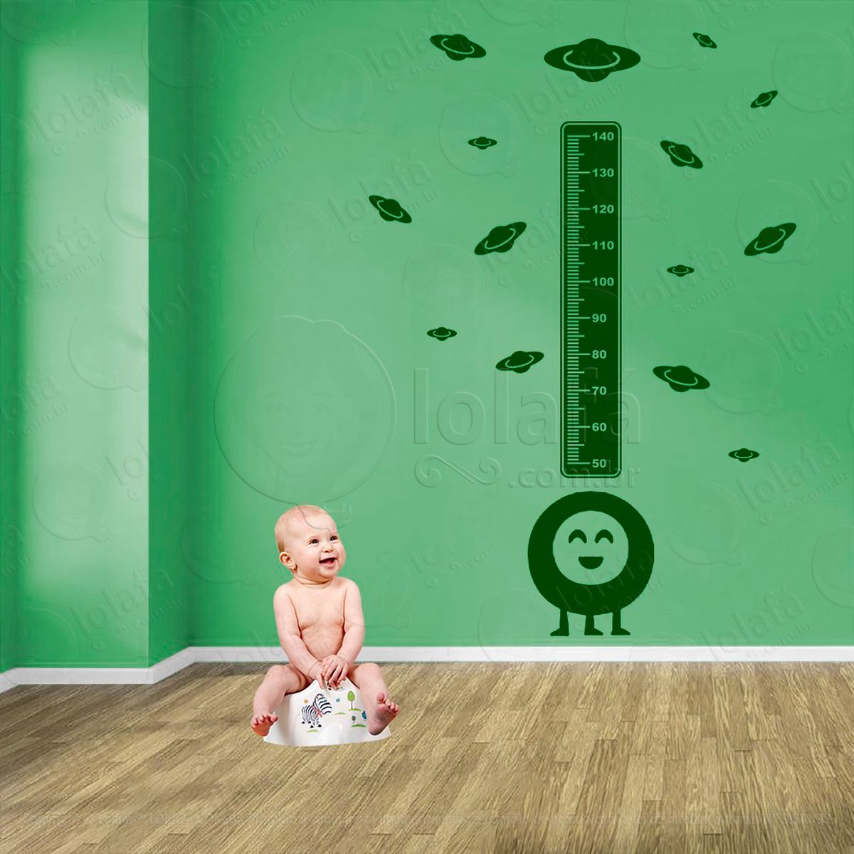 monstro e planetas adesivo régua de crescimento infantil, medidor de altura para quarto, porta e parede - mod:1173