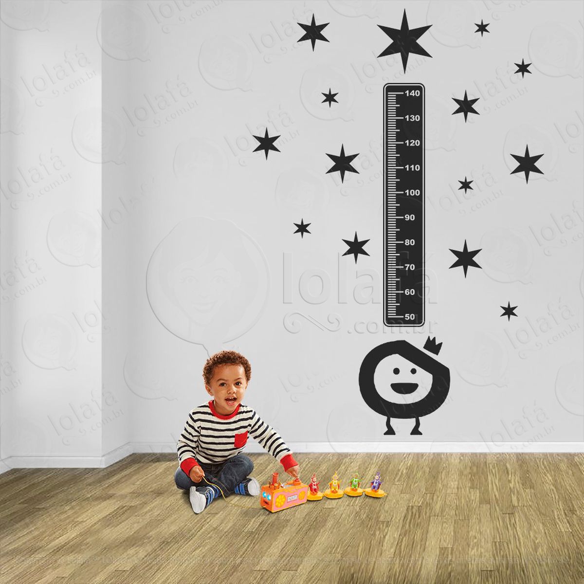 monstro e estrelas adesivo régua de crescimento infantil, medidor de altura para quarto, porta e parede - mod:1174