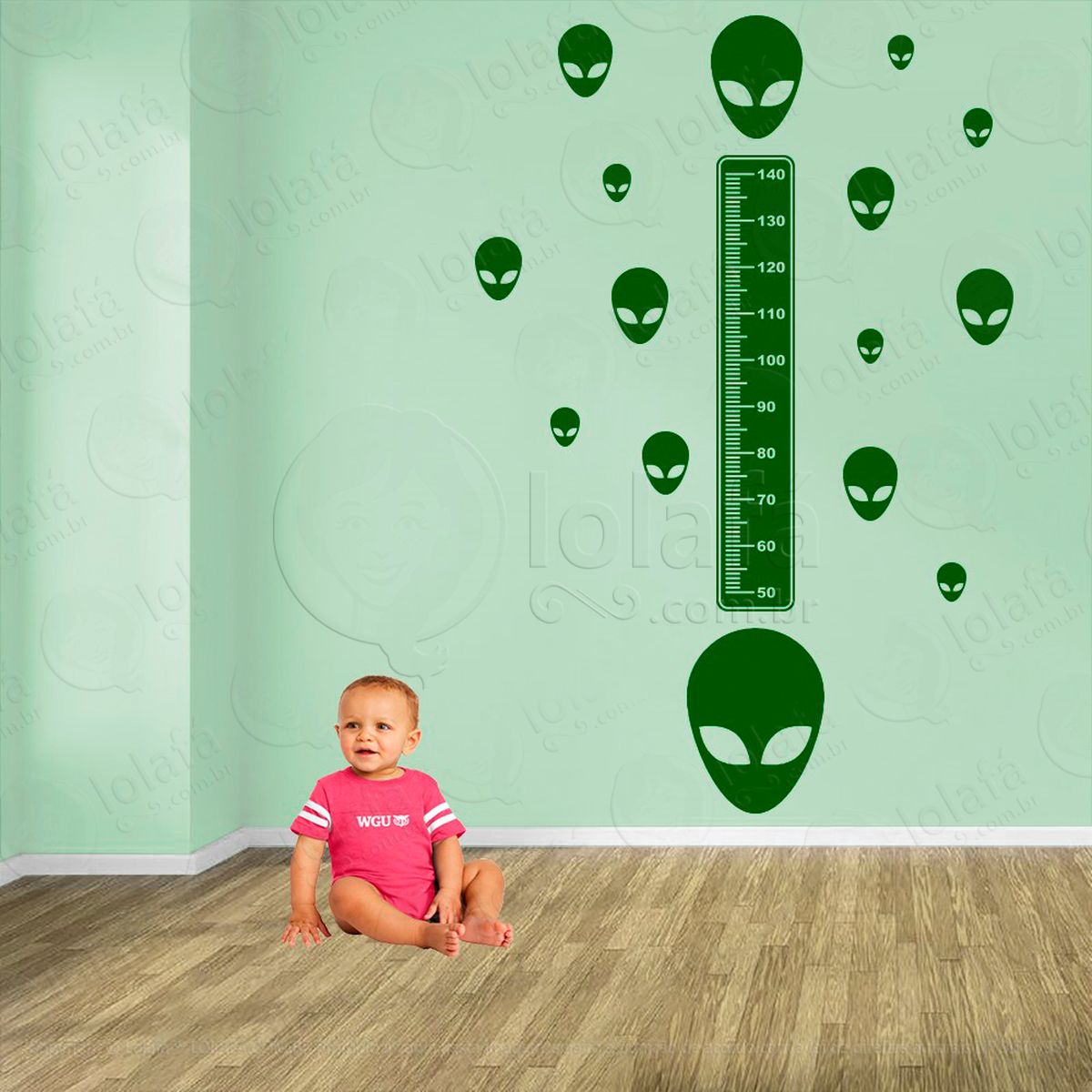 alienígena e aliens adesivo régua de crescimento infantil, medidor de altura para quarto, porta e parede - mod:1180