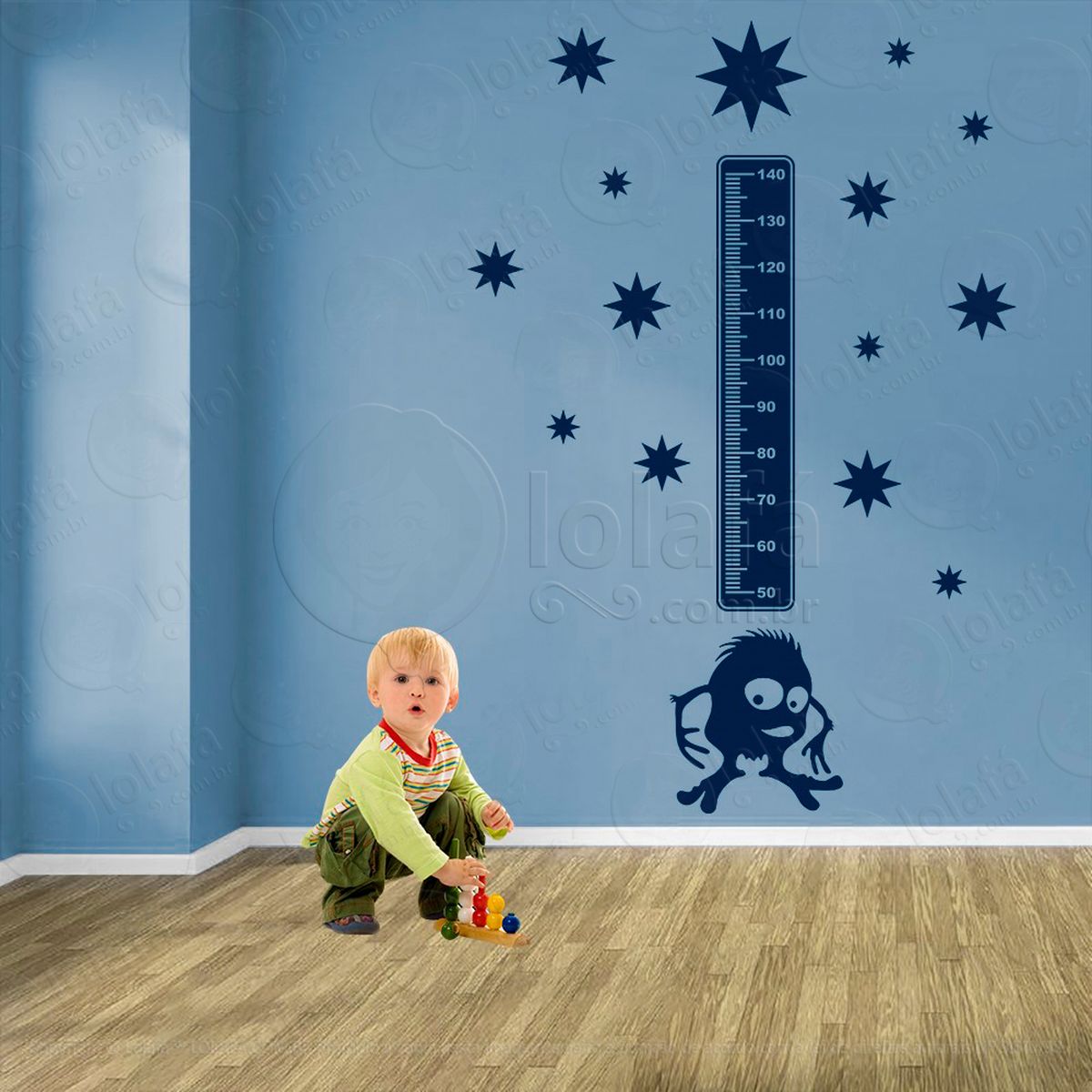 monstro e estrelas adesivo régua de crescimento infantil, medidor de altura para quarto, porta e parede - mod:1182